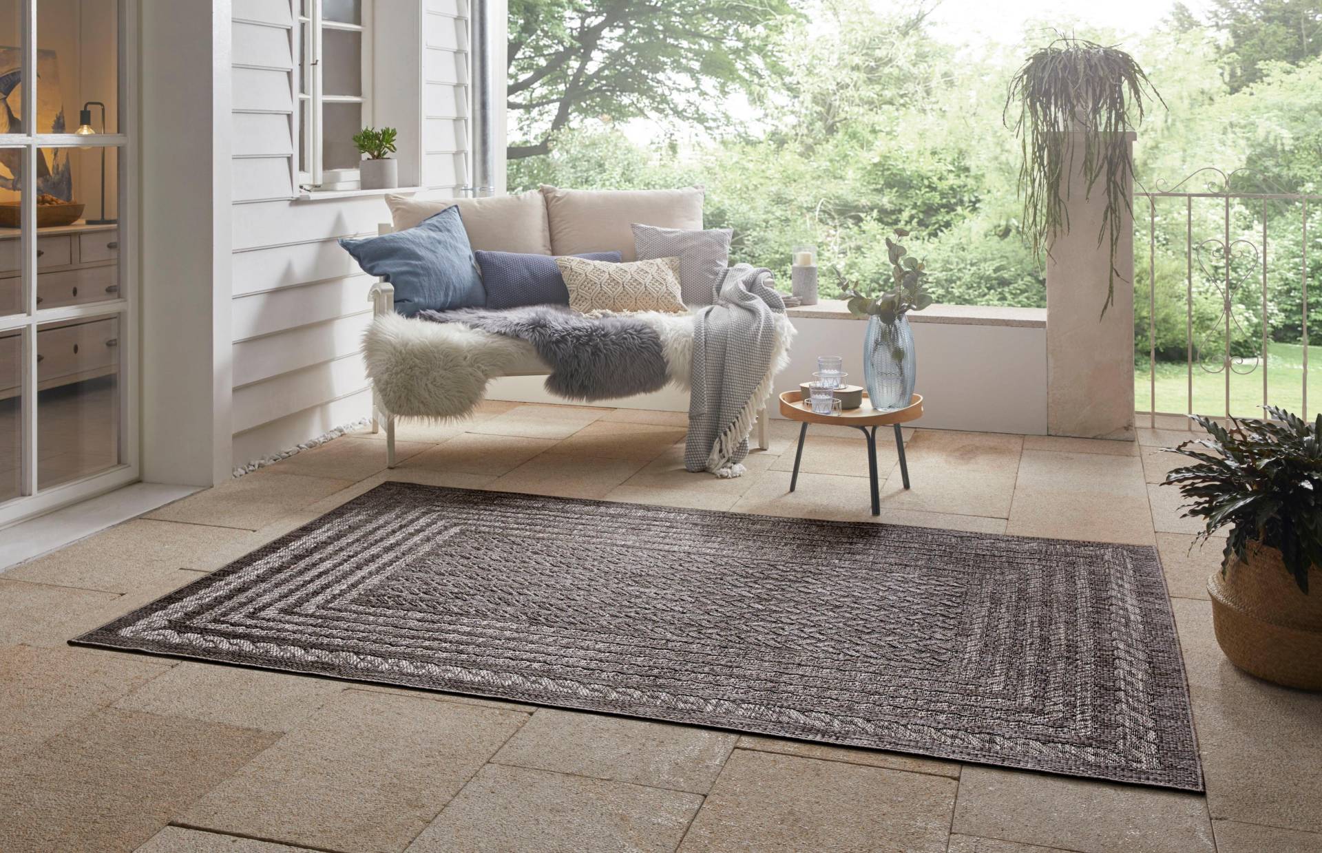 NORTHRUGS Teppich »Limonero«, rechteckig, 6 mm Höhe, In-& Outdoor, Flachgewebe, Teppich, Skandi, Garten, Wohnzimmer von NORTHRUGS