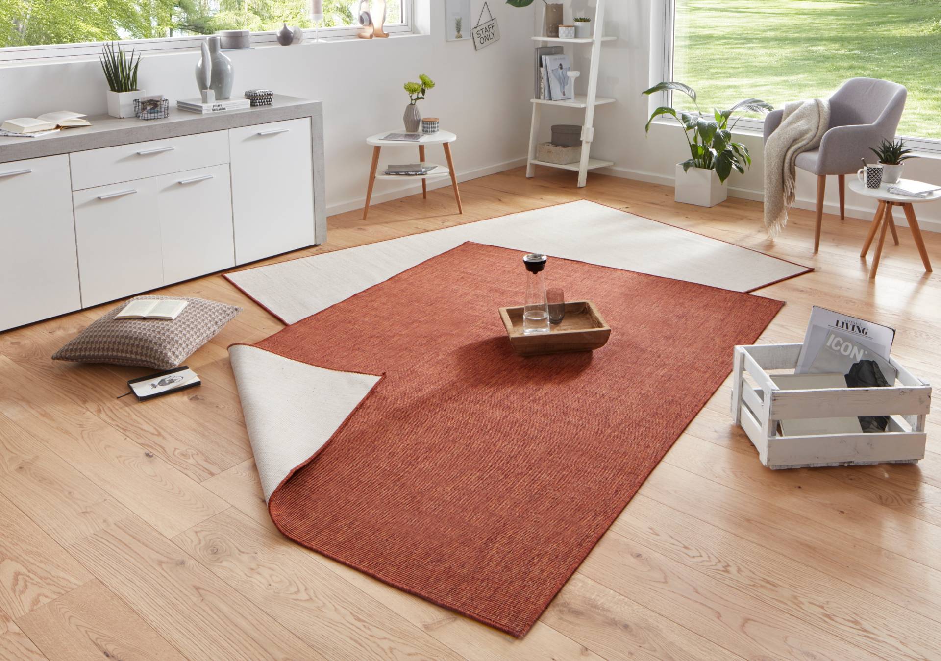NORTHRUGS Teppich »Miami Wendeteppich«, rechteckig, 5 mm Höhe, In-& Outdoor, Wetterfest, Balkon, Läufer, Wohnzimmer, Wasserfest NORTHRUGS Teppich »Miami Wendeteppich«, rechteckig, 5 mm Höhe, In-& Outdoor, Wetterfest, Balkon, Läufer, Wohnzimmer, Wasserfest von NORTHRUGS