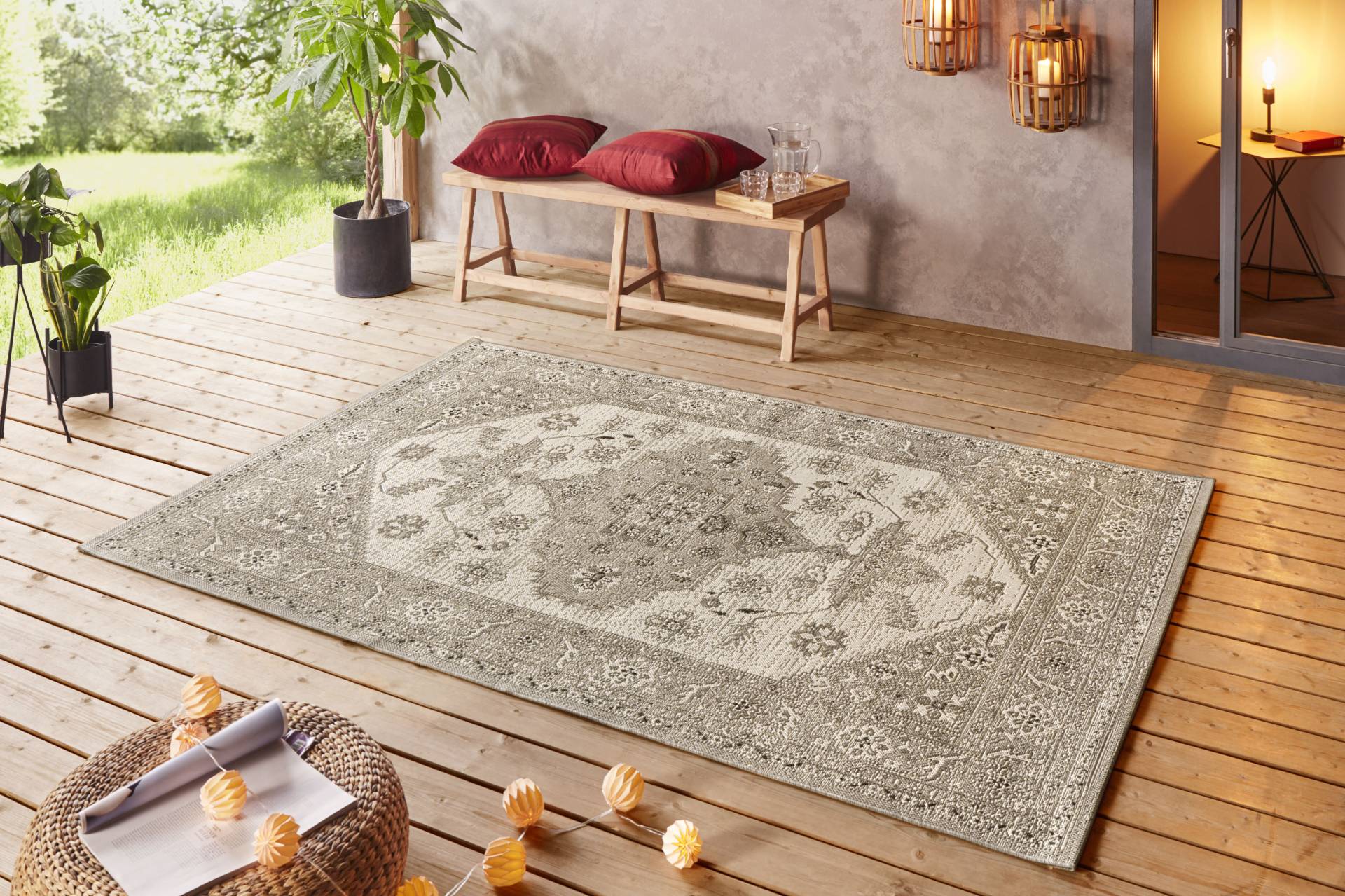 NORTHRUGS Teppich »Navarino«, rechteckig, 8 mm Höhe, In-& Outdoor, Teppich, Vintage, Orientalisch, Balkon, Wohnzimmer von NORTHRUGS