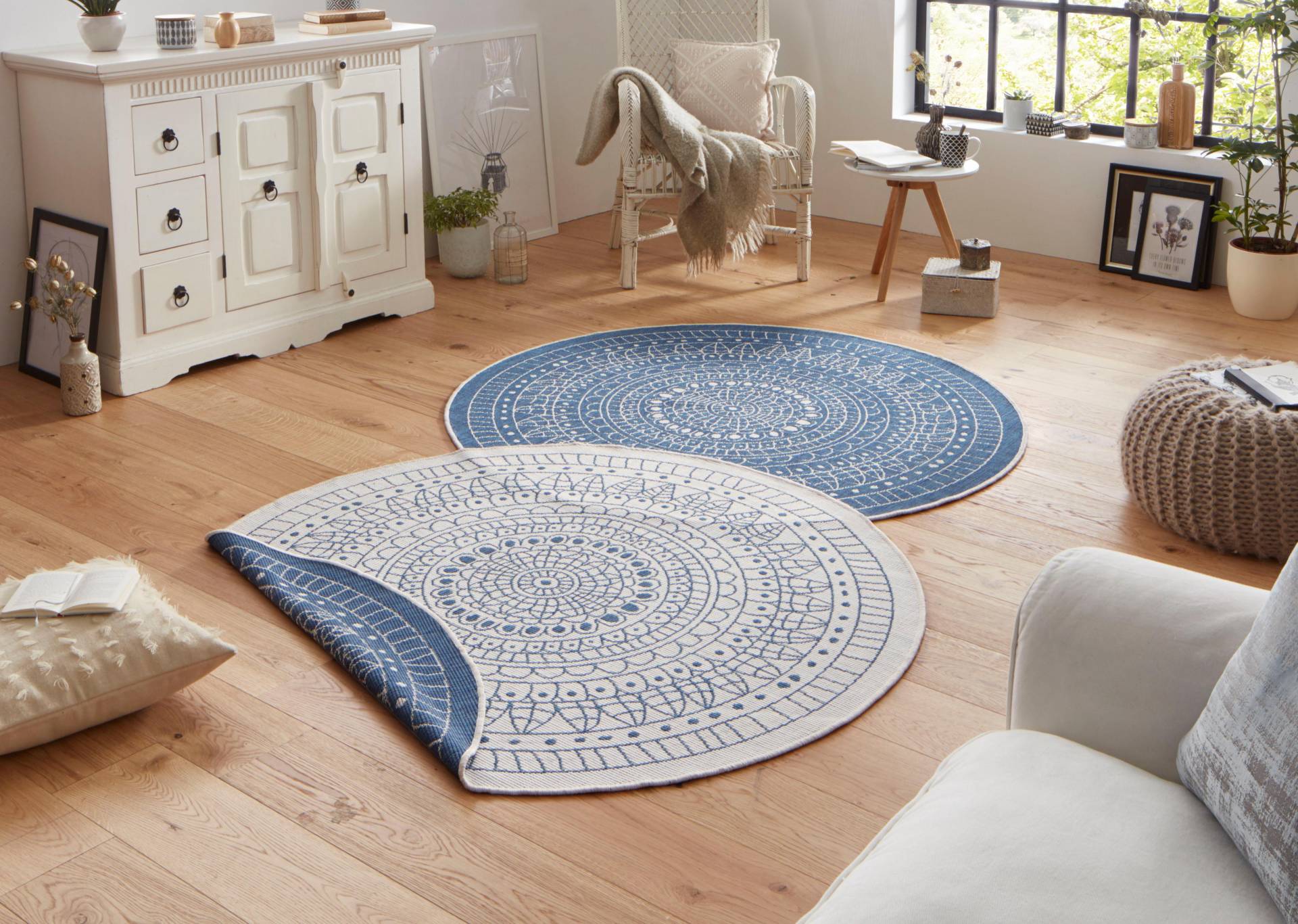 NORTHRUGS Teppich »Porto Wendeteppich«, rund, 5 mm Höhe, In-& Outdoor, Wetterfest, Balkon, Garten, Wohnzimmer, Wasserfest NORTHRUGS Teppich »Porto Wendeteppich«, rund, 5 mm Höhe, In-& Outdoor, Wetterfest, Balkon, Garten, Wohnzimmer, Wasserfest von NORTHRUGS