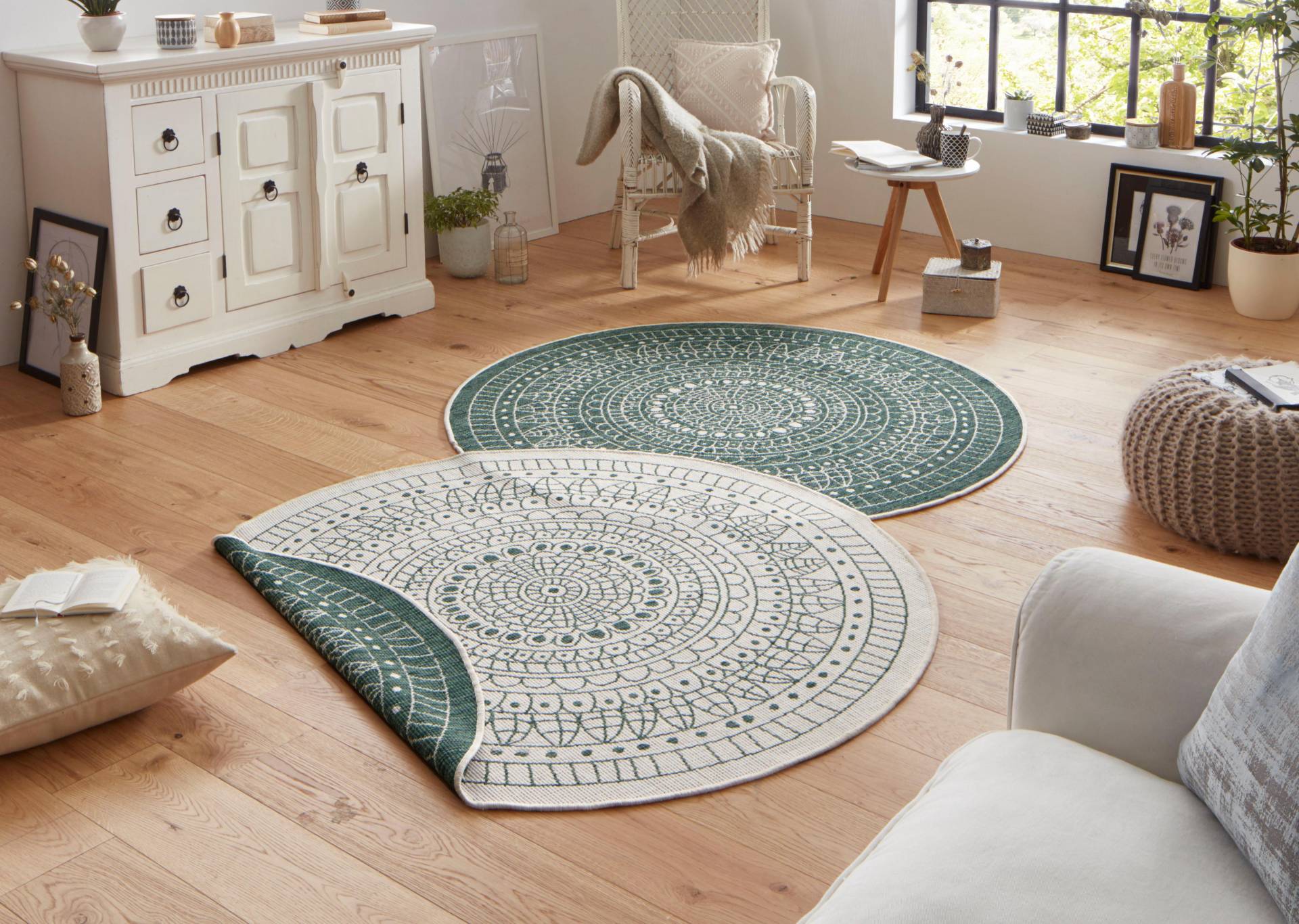 NORTHRUGS Teppich »Porto Wendeteppich«, rund, 5 mm Höhe, In-& Outdoor, Wetterfest, Balkon, Garten, Wohnzimmer, Wasserfest NORTHRUGS Teppich »Porto Wendeteppich«, rund, 5 mm Höhe, In-& Outdoor, Wetterfest, Balkon, Garten, Wohnzimmer, Wasserfest von NORTHRUGS