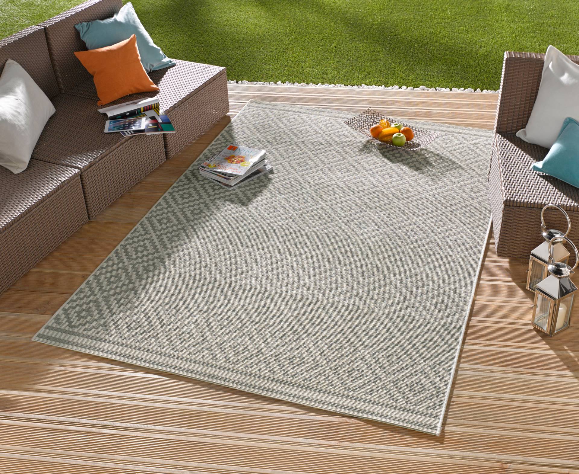 NORTHRUGS Teppich »Raute«, rechteckig, In-& Outdoor, Wetterfest, Balkon, Garten, Wohnzimmer, Terrasse, Raute von NORTHRUGS