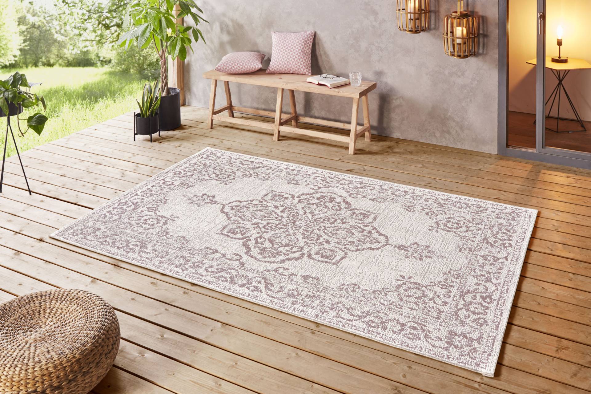 NORTHRUGS Teppich »Tilos«, rechteckig, 8 mm Höhe, In- & Outdoor, Kurzflor, Orientalisch, Vintage, Wohnzimmer, Garten von NORTHRUGS