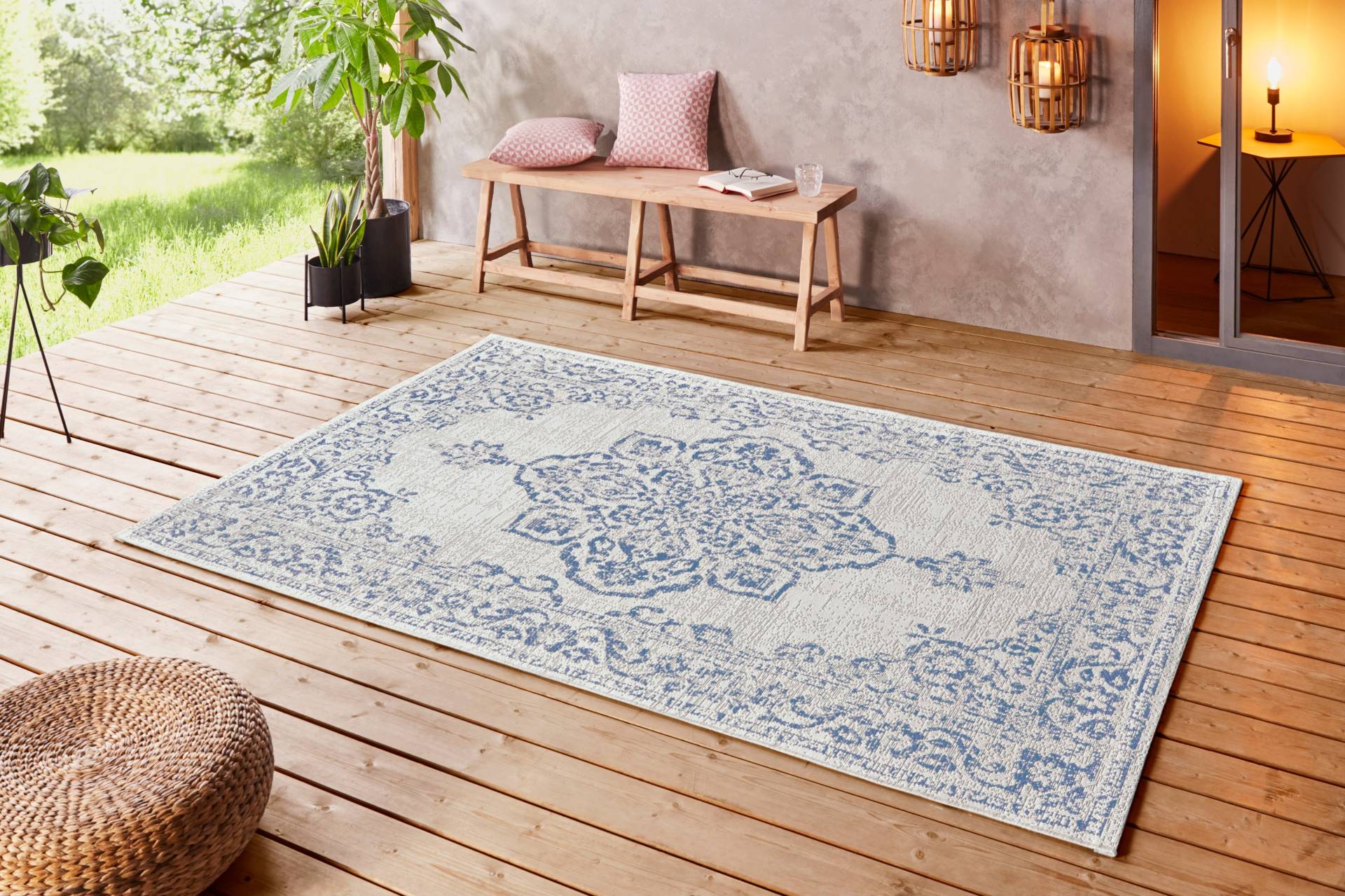 NORTHRUGS Teppich »Tilos«, rechteckig, 8 mm Höhe, In- & Outdoor, Kurzflor, Orientalisch, Vintage, Wohnzimmer, Garten NORTHRUGS Teppich »Tilos«, rechteckig, 8 mm Höhe, In- & Outdoor, Kurzflor, Orientalisch, Vintage, Wohnzimmer, Garten von NORTHRUGS