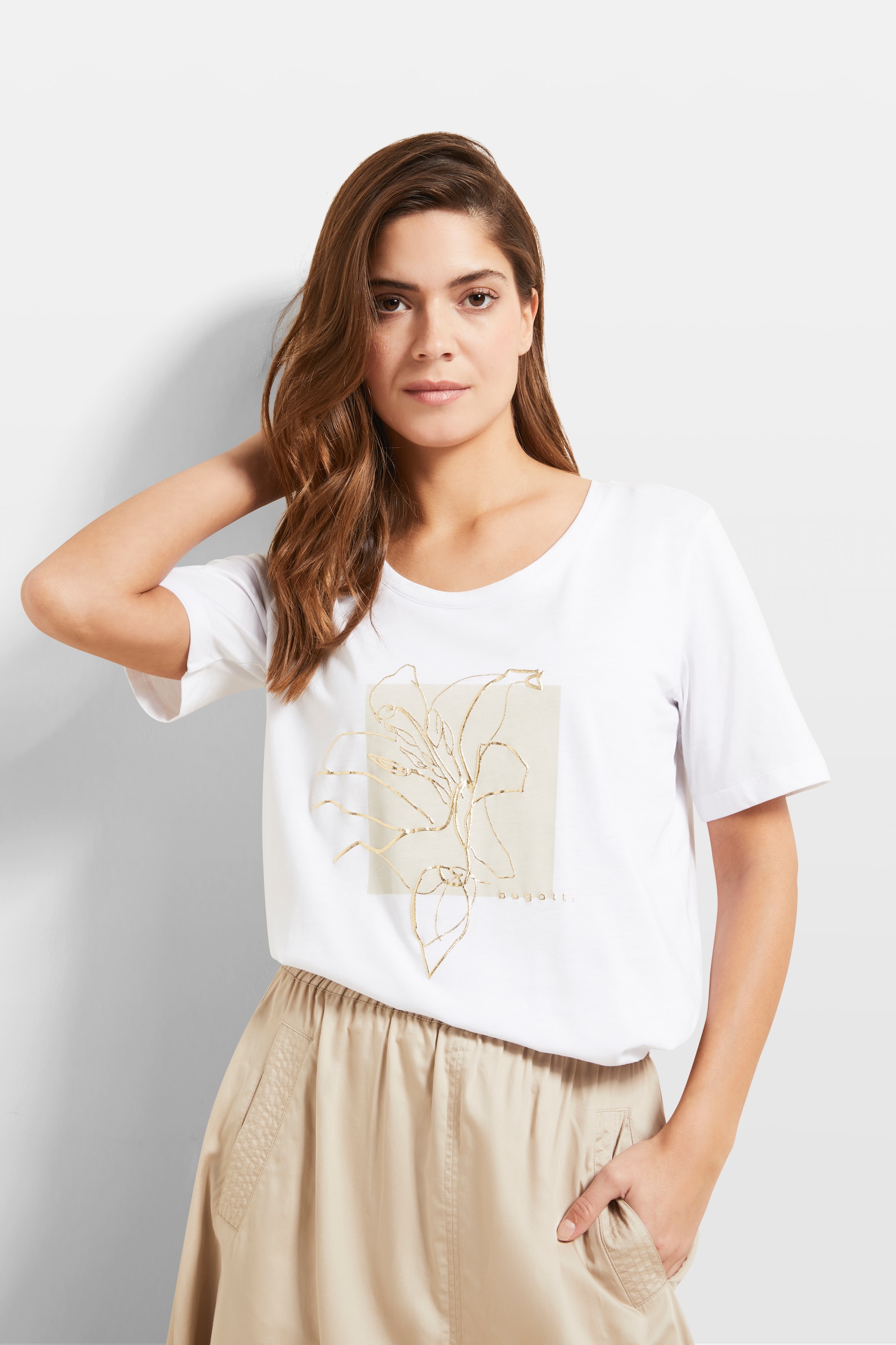 bugatti T-Shirt, mit floralem Print von bugatti