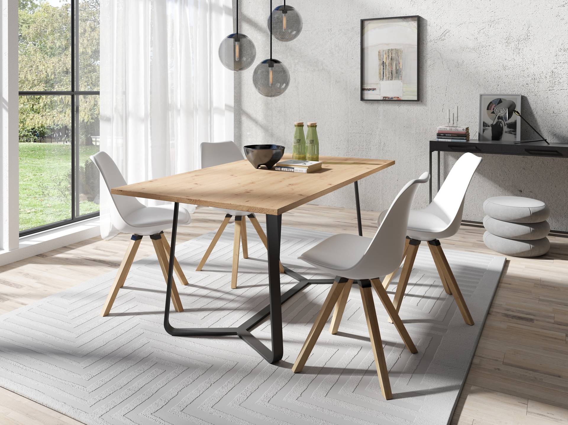 byLIVING Esstisch »Talea«, (1 St.), modernes Design, 140cm und 160cm, Artisan Eiche, Old Style Wood, Beton von byLIVING