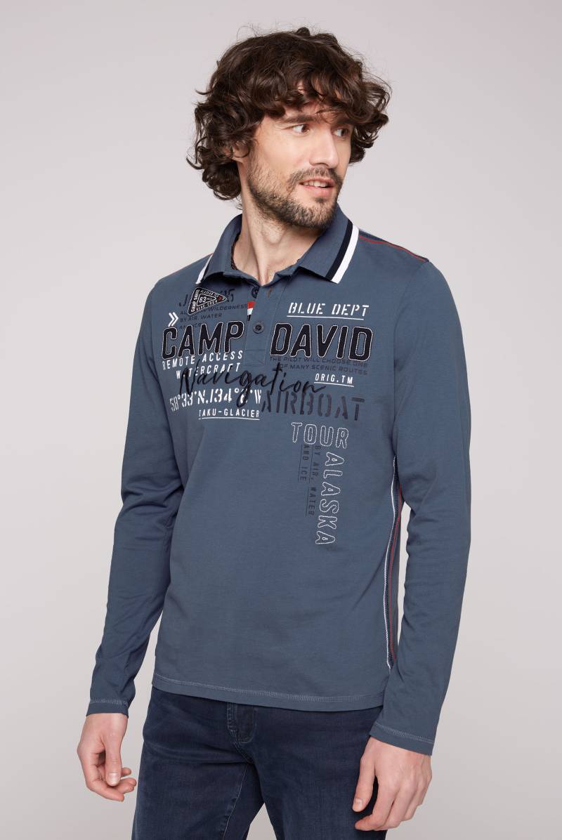 CAMP DAVID Langarm-Poloshirt, mit Logo-Applikationen von camp david