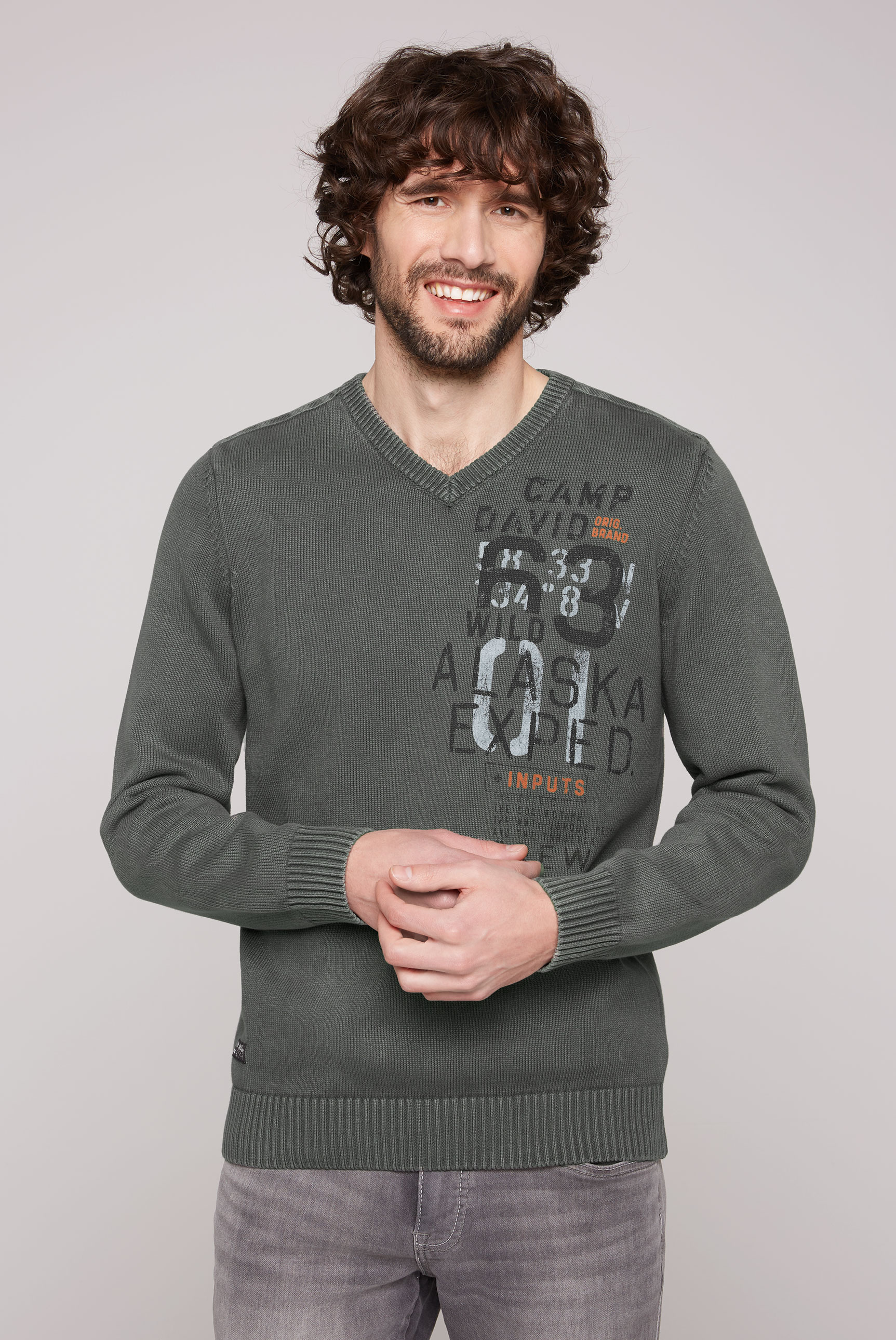 CAMP DAVID Strickpullover, mit Logoprints vorne und hinten von camp david