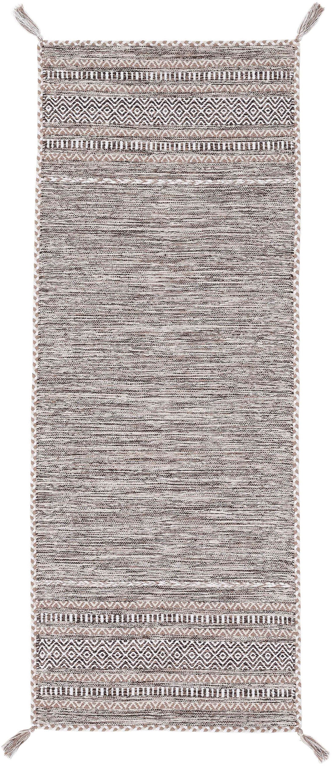 carpetfine Läufer »Kelim Azizi«, rechteckig, 5 mm Höhe, Baumwolle, Wendeteppich mit Fransen, Wohnzimmer carpetfine Läufer »Kelim Azizi«, rechteckig, 5 mm Höhe, Baumwolle, Wendeteppich mit Fransen, Wohnzimmer von carpetfine