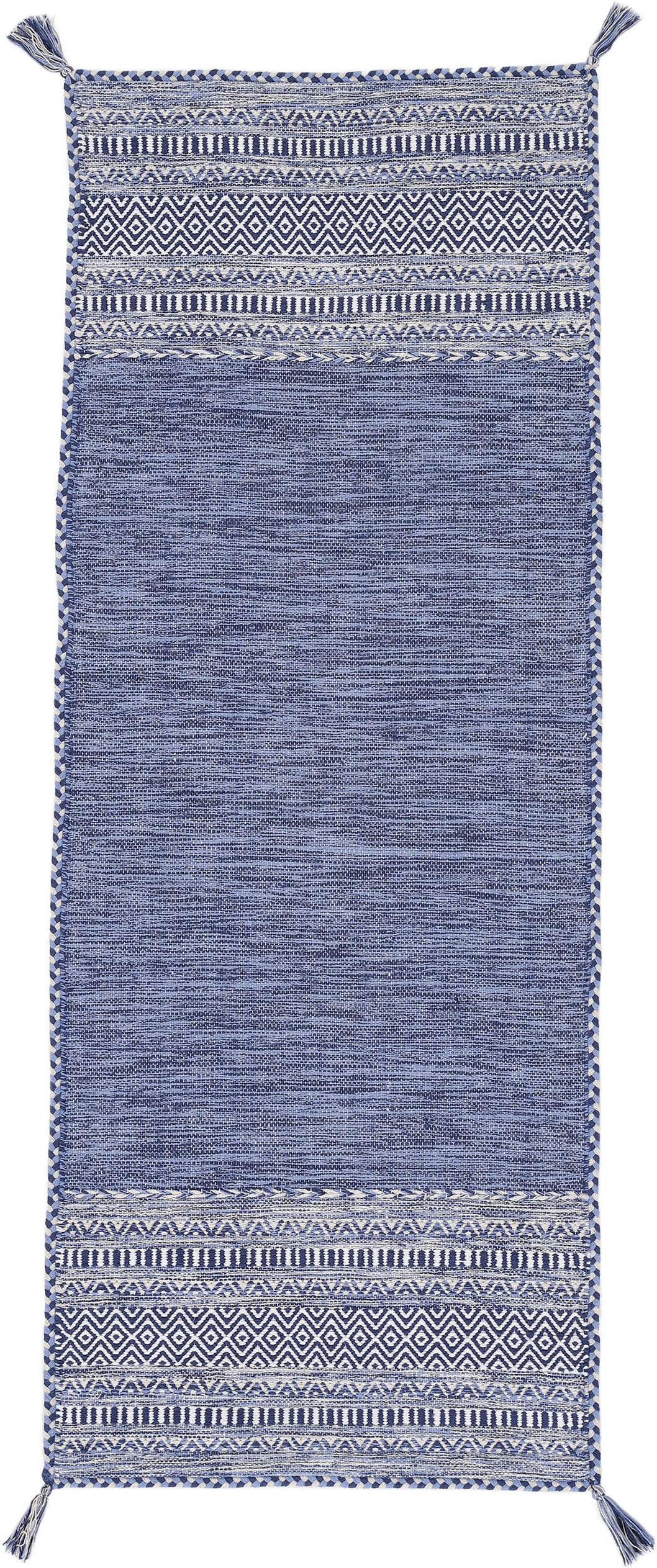 carpetfine Läufer »Kelim Azizi«, rechteckig, 5 mm Höhe, Baumwolle, Wendeteppich mit Fransen, Wohnzimmer carpetfine Läufer »Kelim Azizi«, rechteckig, 5 mm Höhe, Baumwolle, Wendeteppich mit Fransen, Wohnzimmer von carpetfine