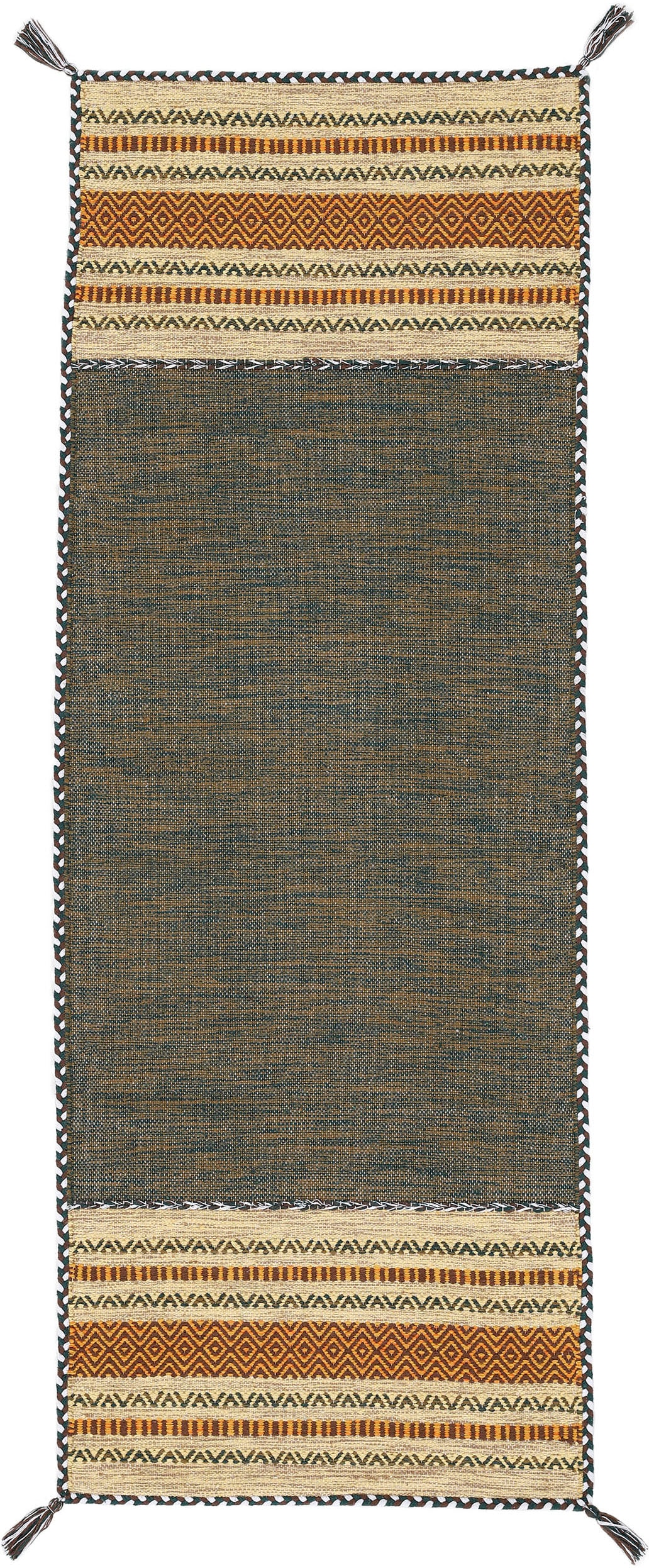 carpetfine Läufer »Kelim Azizi«, rechteckig, 5 mm Höhe, Baumwolle, Wendeteppich mit Fransen, Wohnzimmer carpetfine Läufer »Kelim Azizi«, rechteckig, 5 mm Höhe, Baumwolle, Wendeteppich mit Fransen, Wohnzimmer von carpetfine