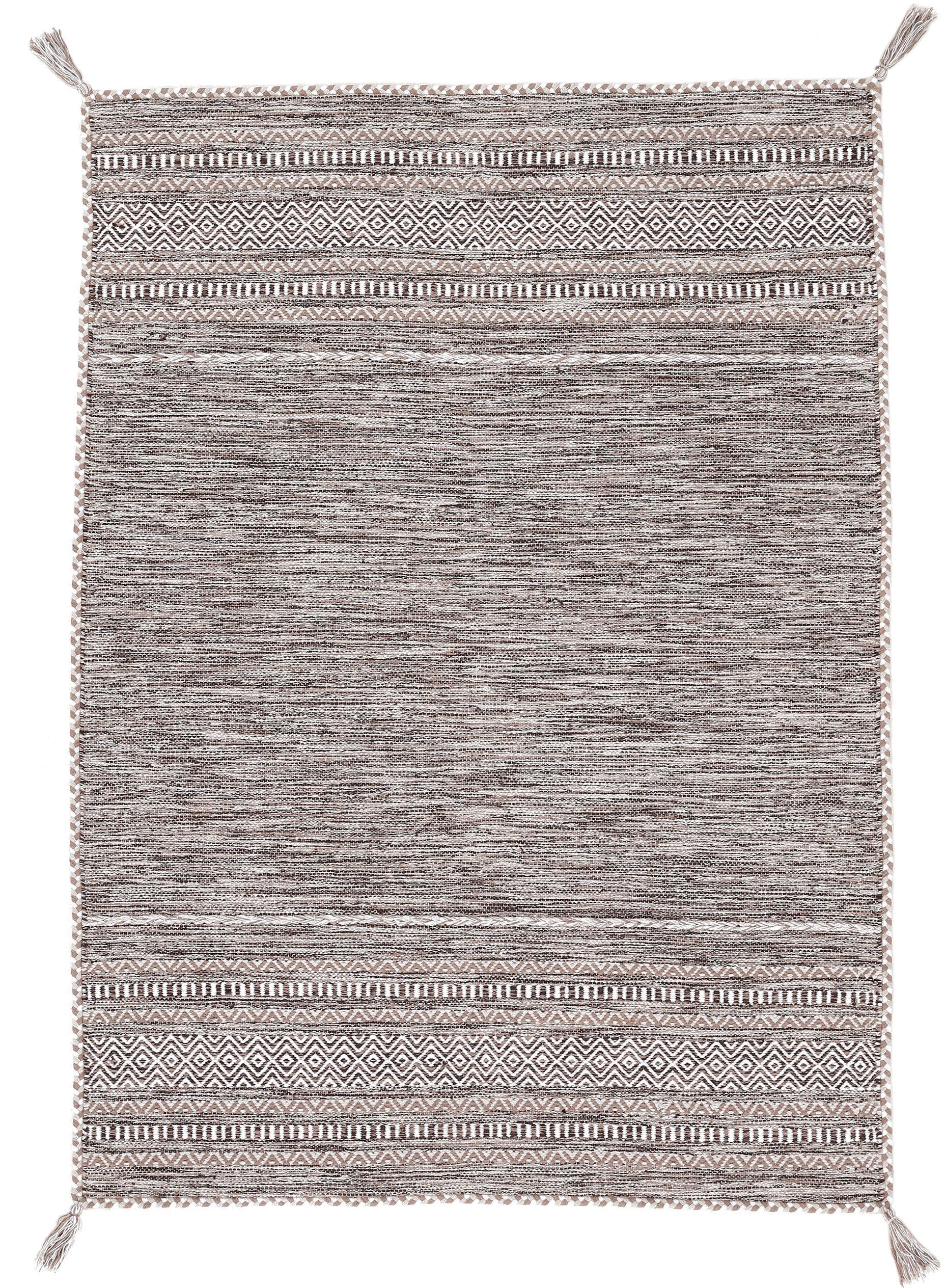 carpetfine Teppich »Kelim Azizi«, rechteckig, 5 mm Höhe, Baumwolle, Wendeteppich mit Fransen, Wohnzimmer carpetfine Teppich »Kelim Azizi«, rechteckig, 5 mm Höhe, Baumwolle, Wendeteppich mit Fransen, Wohnzimmer von carpetfine