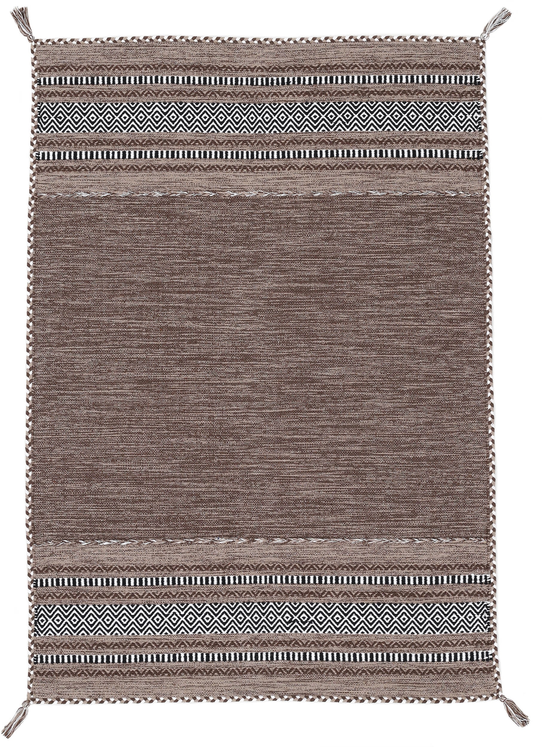 carpetfine Teppich »Kelim Azizi«, rechteckig, 5 mm Höhe, Baumwolle, Wendeteppich mit Fransen, Wohnzimmer carpetfine Teppich »Kelim Azizi«, rechteckig, 5 mm Höhe, Baumwolle, Wendeteppich mit Fransen, Wohnzimmer von carpetfine