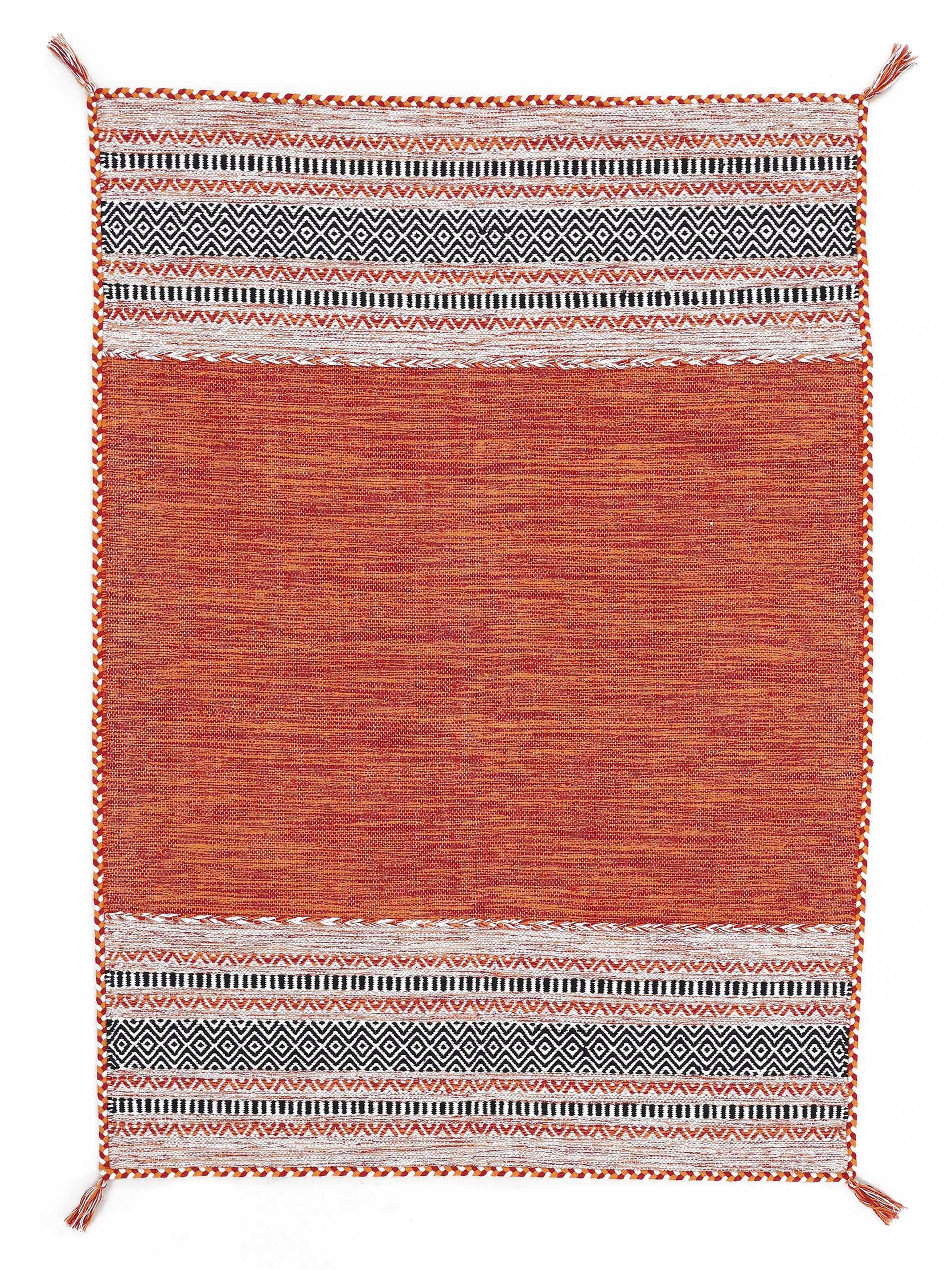 carpetfine Teppich »Kelim Azizi«, rechteckig, 5 mm Höhe, Baumwolle, Wendeteppich mit Fransen, Wohnzimmer carpetfine Teppich »Kelim Azizi«, rechteckig, 5 mm Höhe, Baumwolle, Wendeteppich mit Fransen, Wohnzimmer von carpetfine