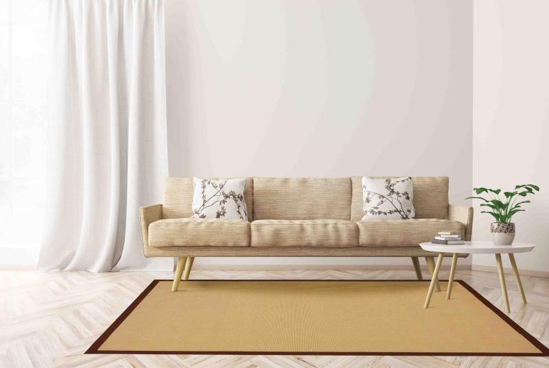 carpetfine Sisalteppich »Sisal«, rechteckig, 5 mm Höhe, mit farbiger Bordüre, Anti Rutsch Rückseite von carpetfine