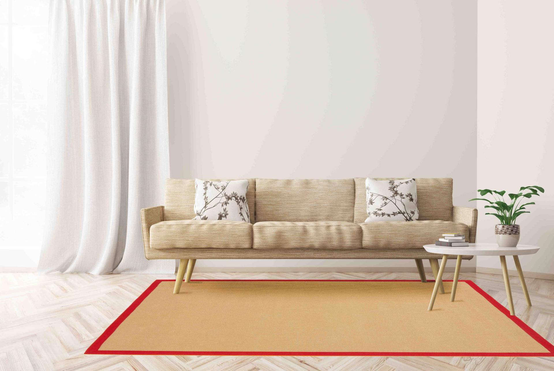 carpetfine Sisalteppich »Sisal«, rechteckig, 5 mm Höhe, mit farbiger Bordüre, Anti Rutsch Rückseite carpetfine Sisalteppich »Sisal«, rechteckig, 5 mm Höhe, mit farbiger Bordüre, Anti Rutsch Rückseite von carpetfine