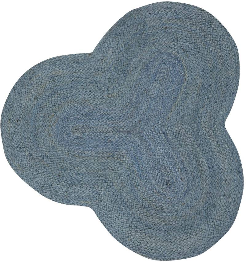 carpetfine Teppich »Alia Juteteppich«, wolkenförmig, 10 mm Höhe, handgewebt aus Jute, Naturteppich, Sonderform blau, Boho Style, uni von carpetfine