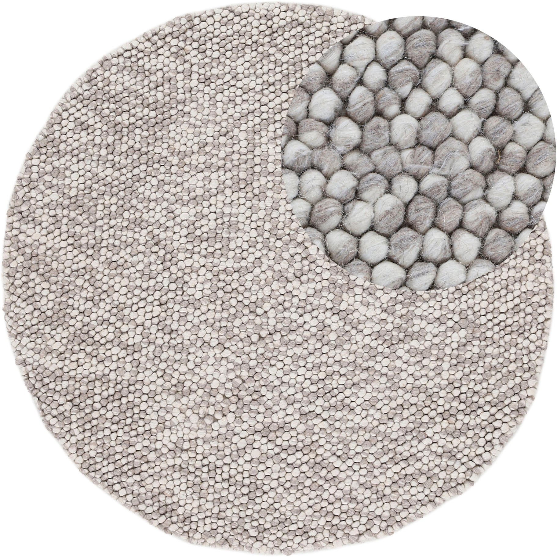 carpetfine Teppich »Calo«, rund, 16 mm Höhe, Handweb Teppich, Uni-Farben, meliert, handgewebt, 70% Wolle von carpetfine