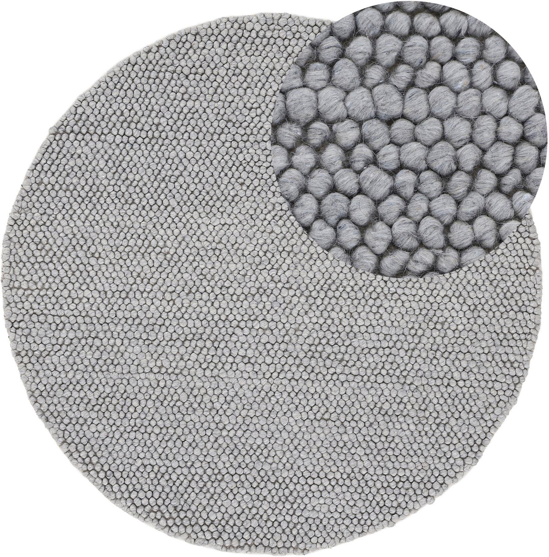 carpetfine Teppich »Calo«, rund, Handweb Teppich, Uni-Farben, meliert, handgewebt, 70% Wolle von carpetfine