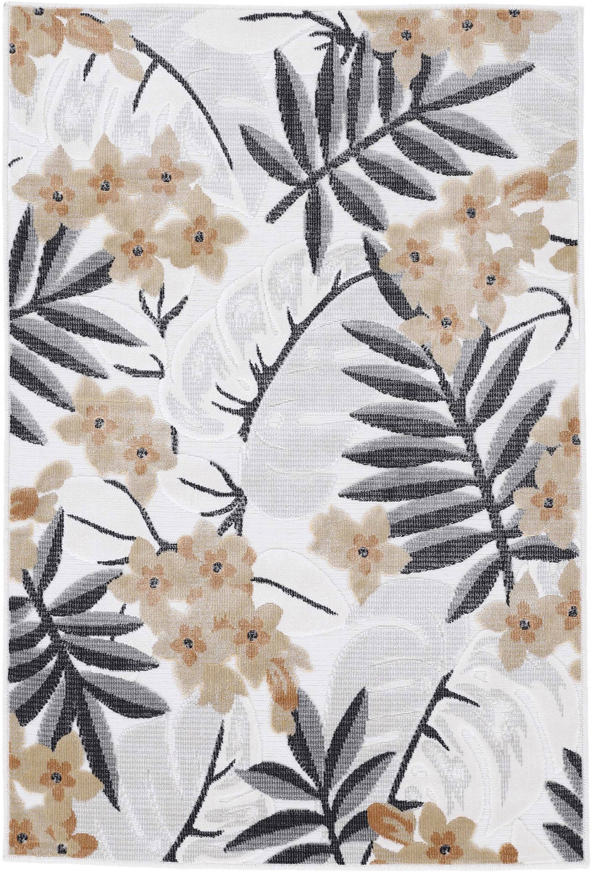 carpetfine Teppich »Deja 102«, rechteckig, robustes Flachgewebe, Motiv- Floral Palmenblätter, Hoch-Tief Effekt von carpetfine