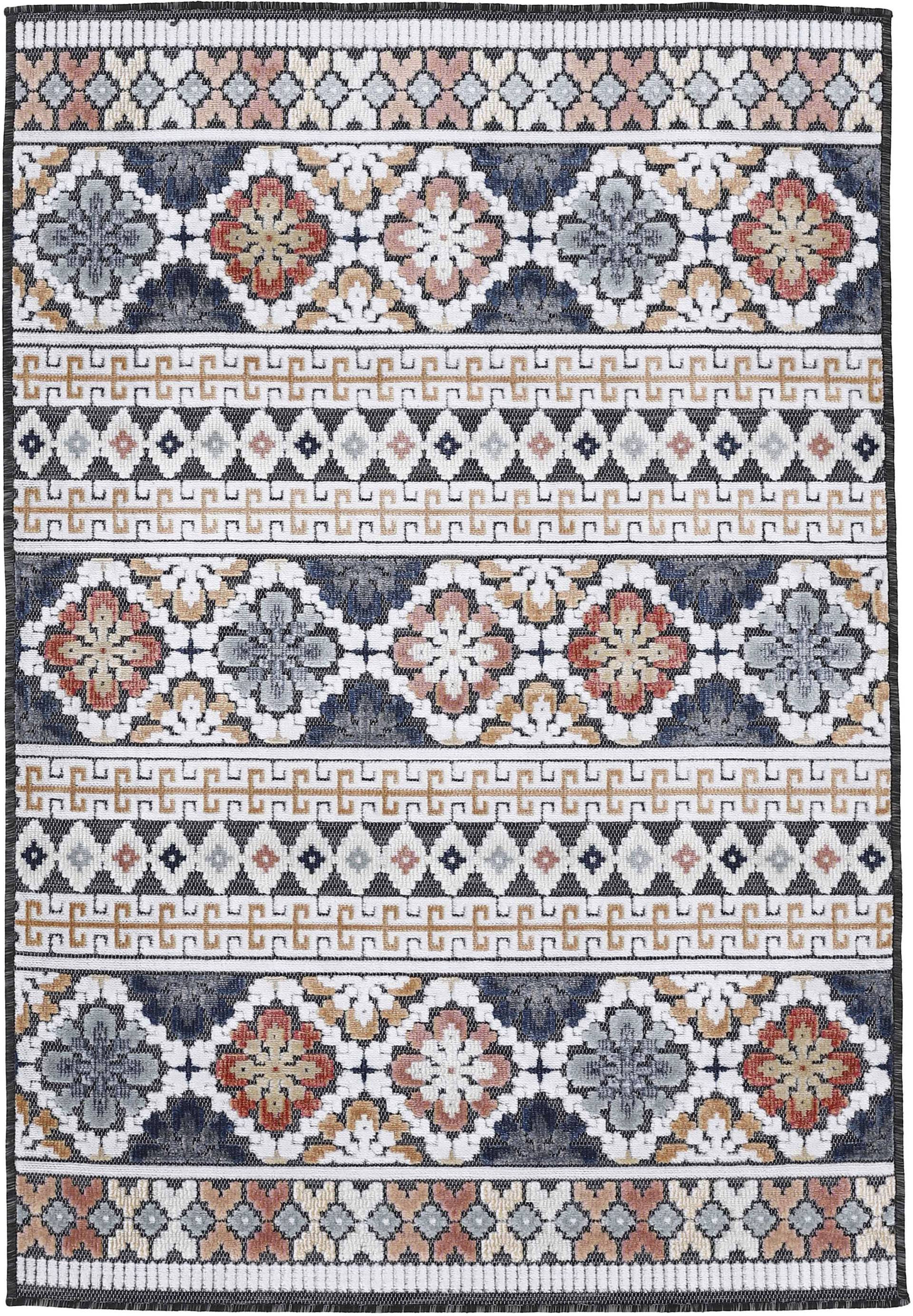 carpetfine Teppich »Deja 103«, rechteckig, robustes Flachgewebe, Motiv- Floral Palmenblätter, Hoch-Tief Effekt von carpetfine