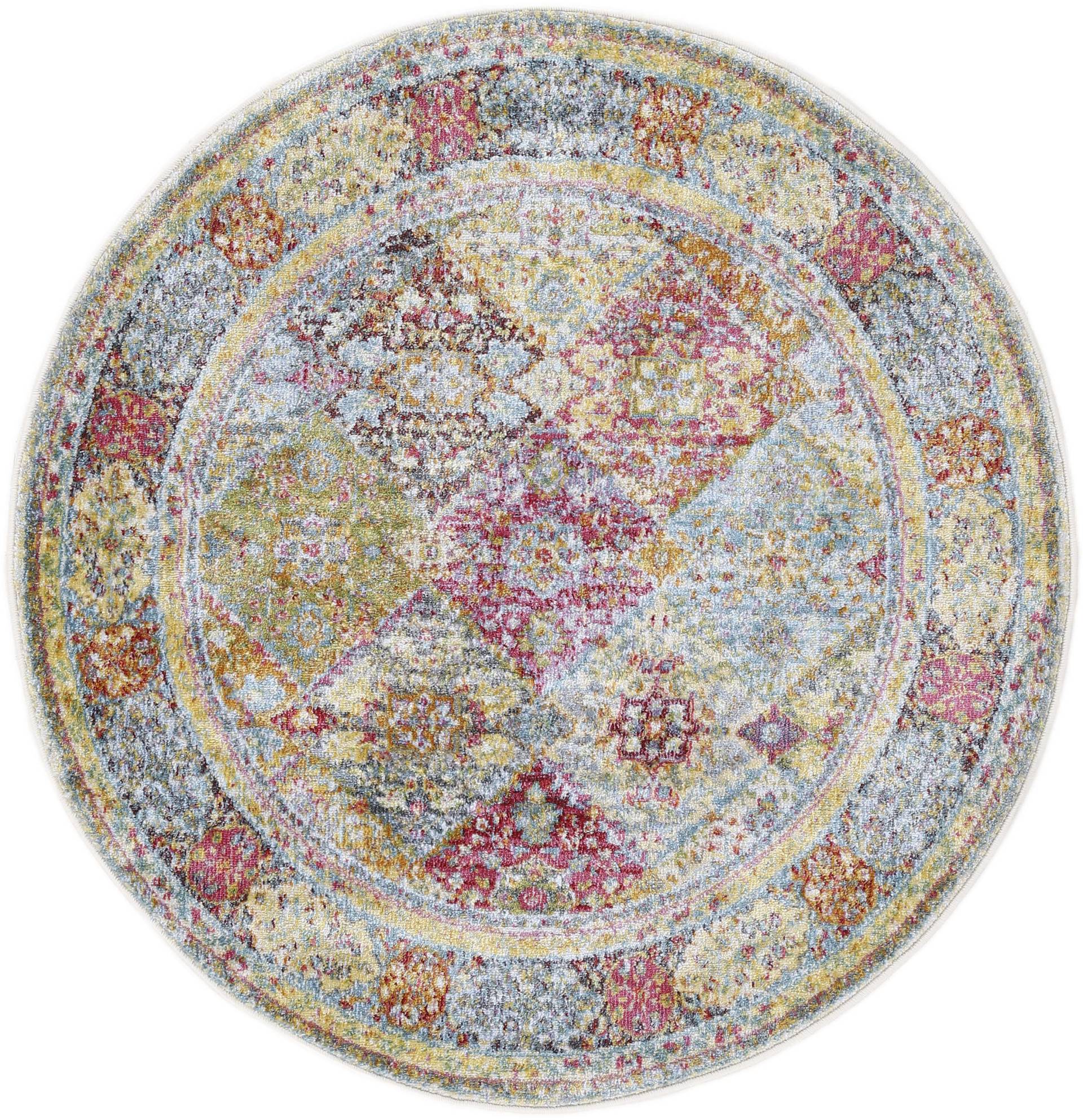 carpetfine Teppich »Harleen«, rund, 8 mm Höhe, Kurzflor, farbenfroher Vintage Look, Wohnzimmer carpetfine Teppich »Harleen«, rund, 8 mm Höhe, Kurzflor, farbenfroher Vintage Look, Wohnzimmer von carpetfine