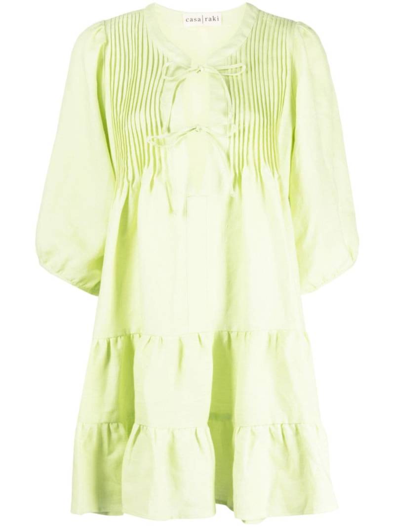 casa raki Katja linen tiered dress - Green von casa raki