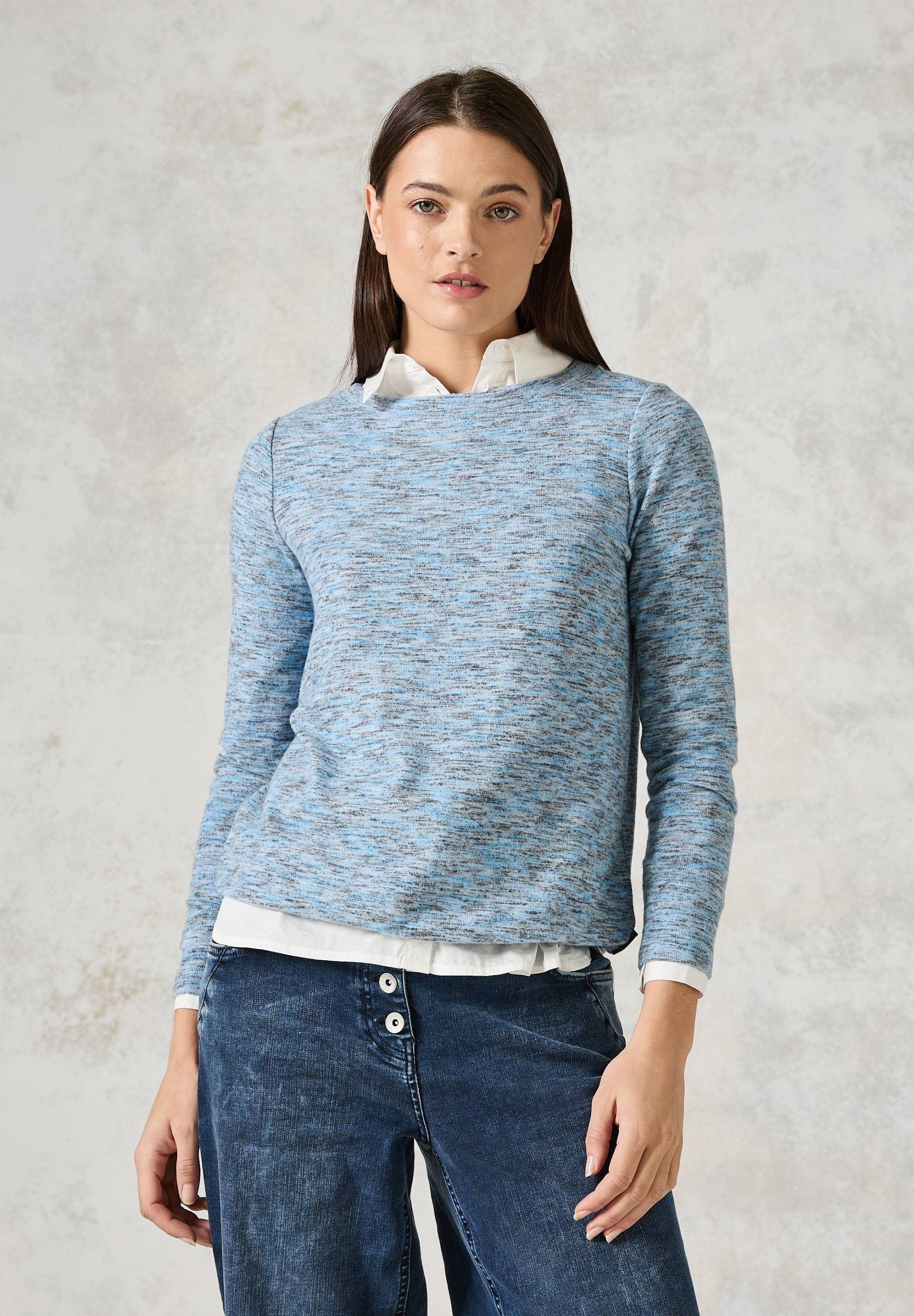 Cecil Strickpullover, meliert, mit U-Boot-Ausschnitt von cecil