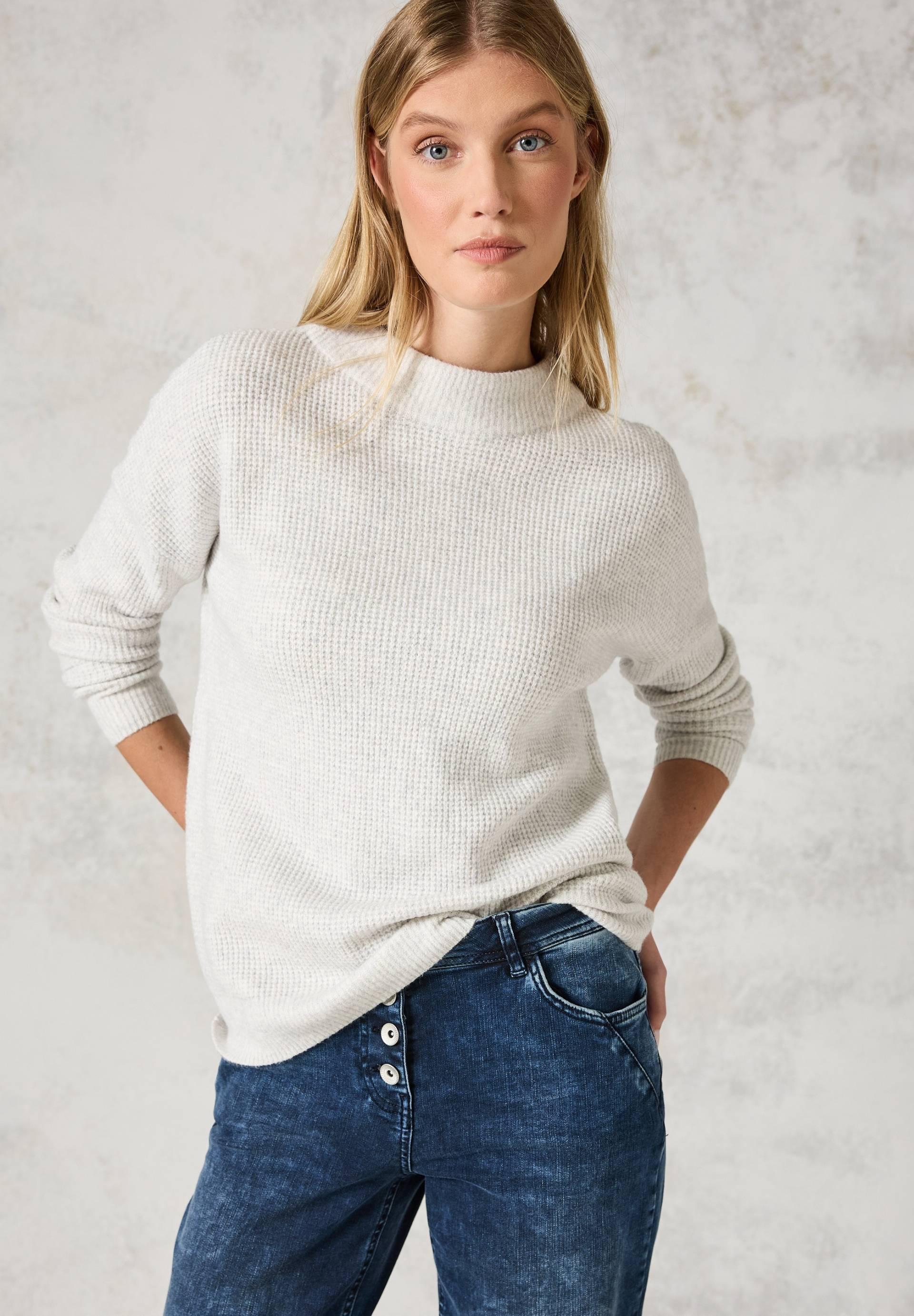Cecil Strickpullover, mit Stehkragen und Struktur-Muster Cecil Strickpullover, mit Stehkragen und Struktur-Muster von cecil