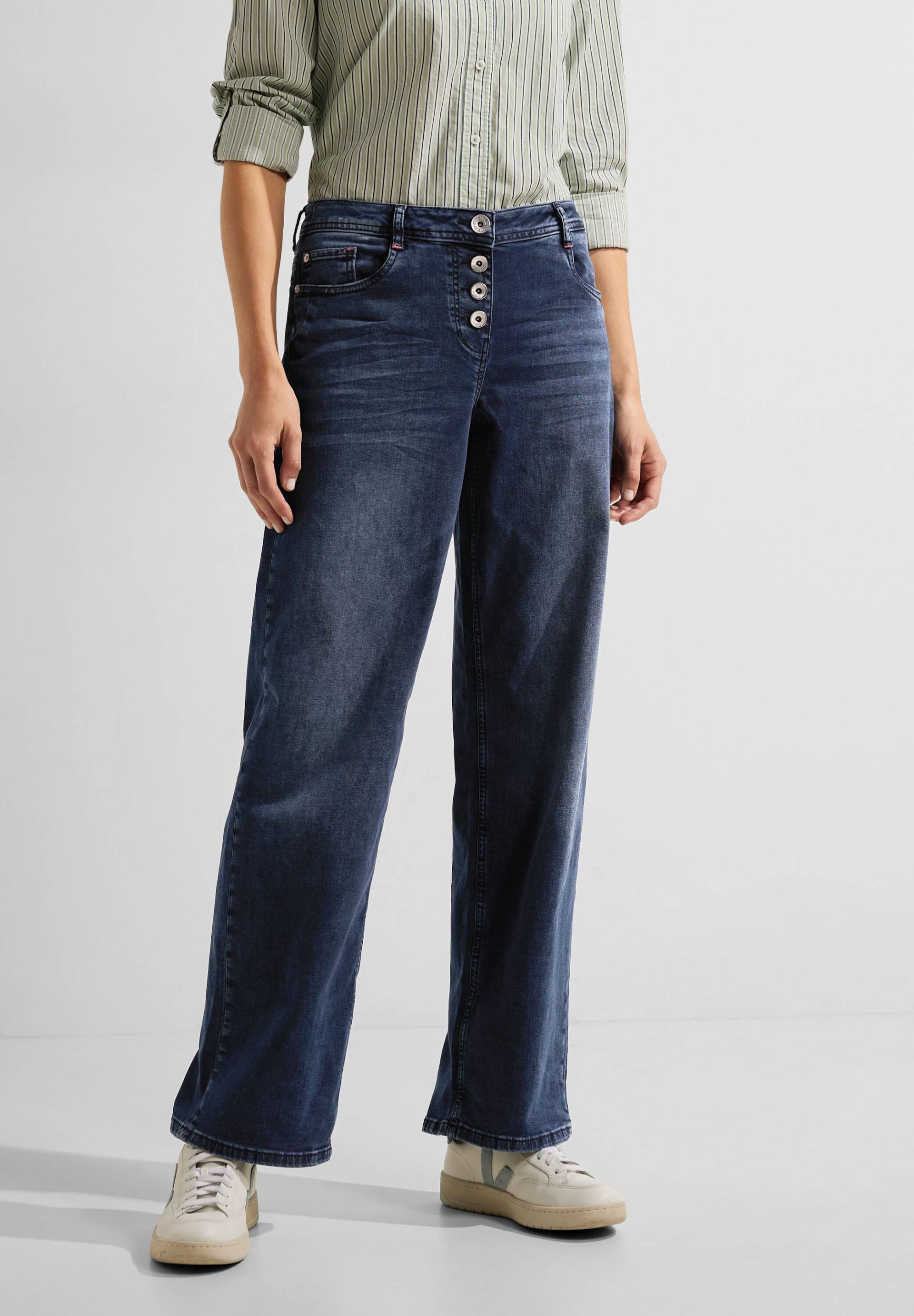 Cecil Weite Jeans »Jeanshose Style Neele Blue Black«, Culotte Style von cecil