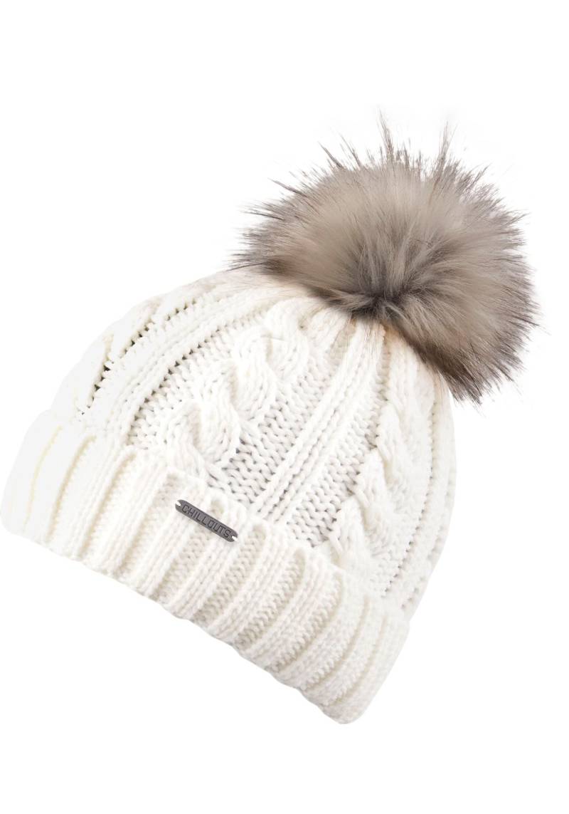 chillouts Bommelmütze »Joan Hat«, Mit Fake-Fur Pom Pom, Zopfmuster von chillouts