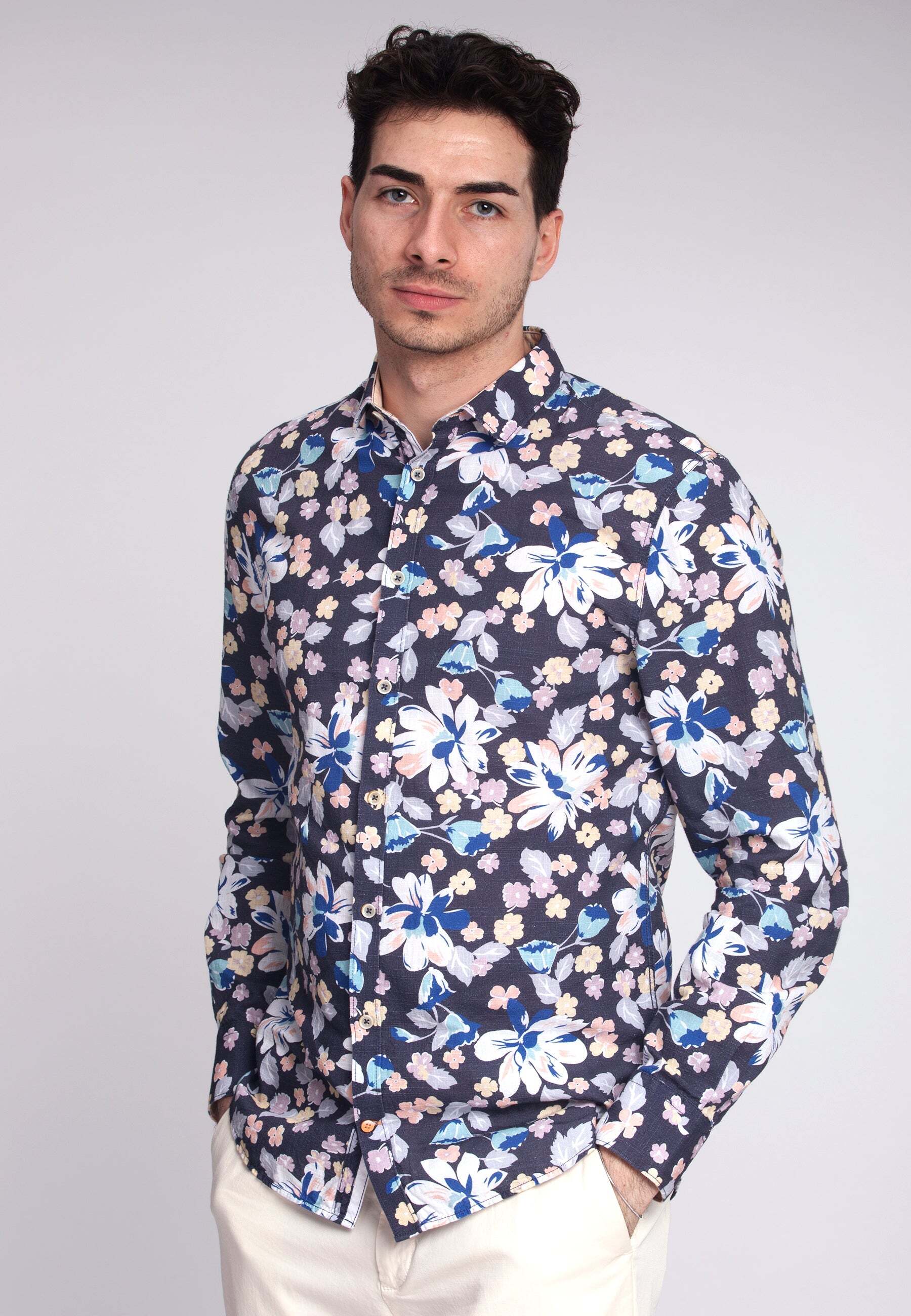 colours & sons Langarmhemd »HemdenShirtFlowerPrint« von colours & sons