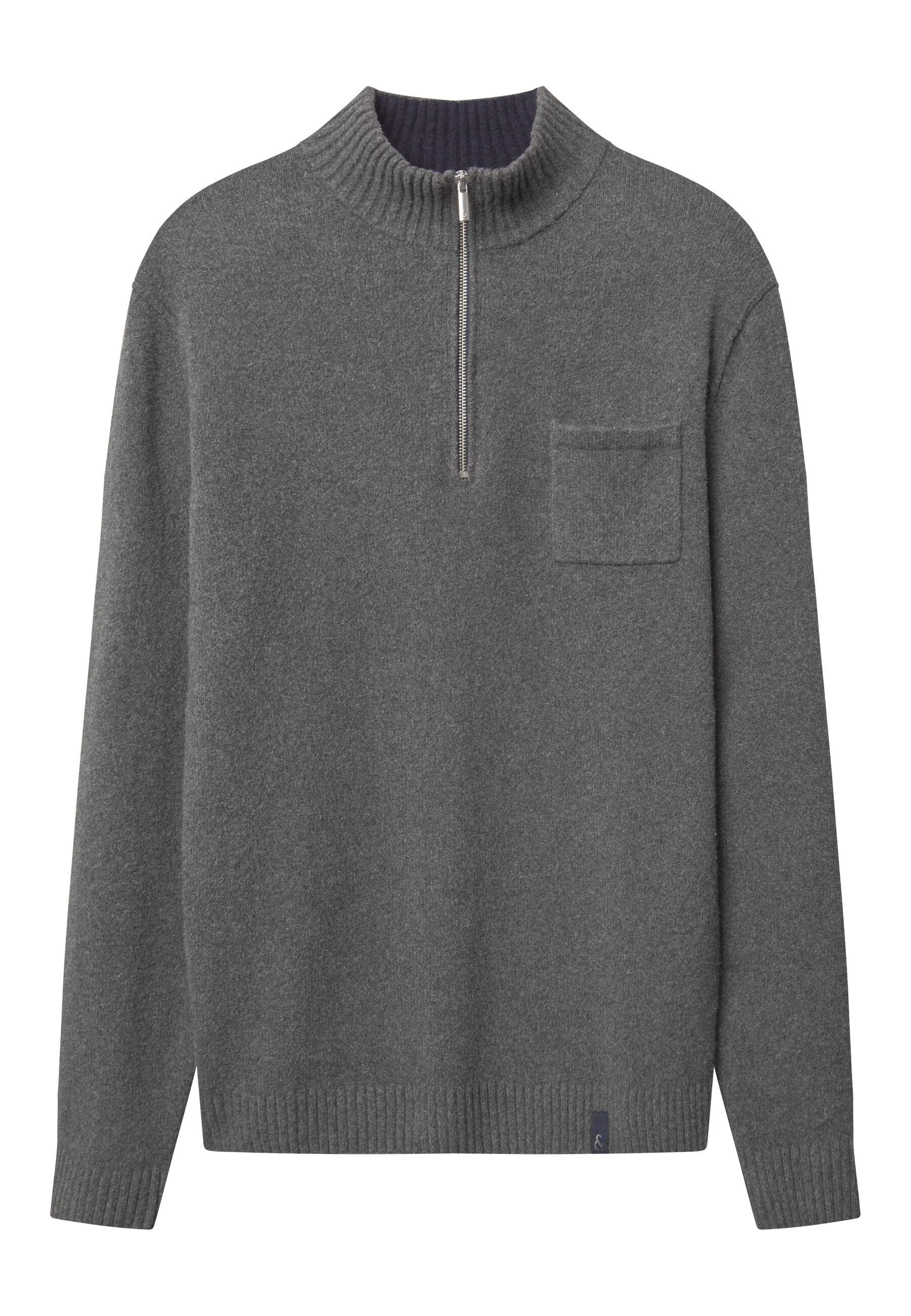 colours & sons Strickpullover »colours & sons Pullover Mock-Zip Woolen Touch« von colours & sons