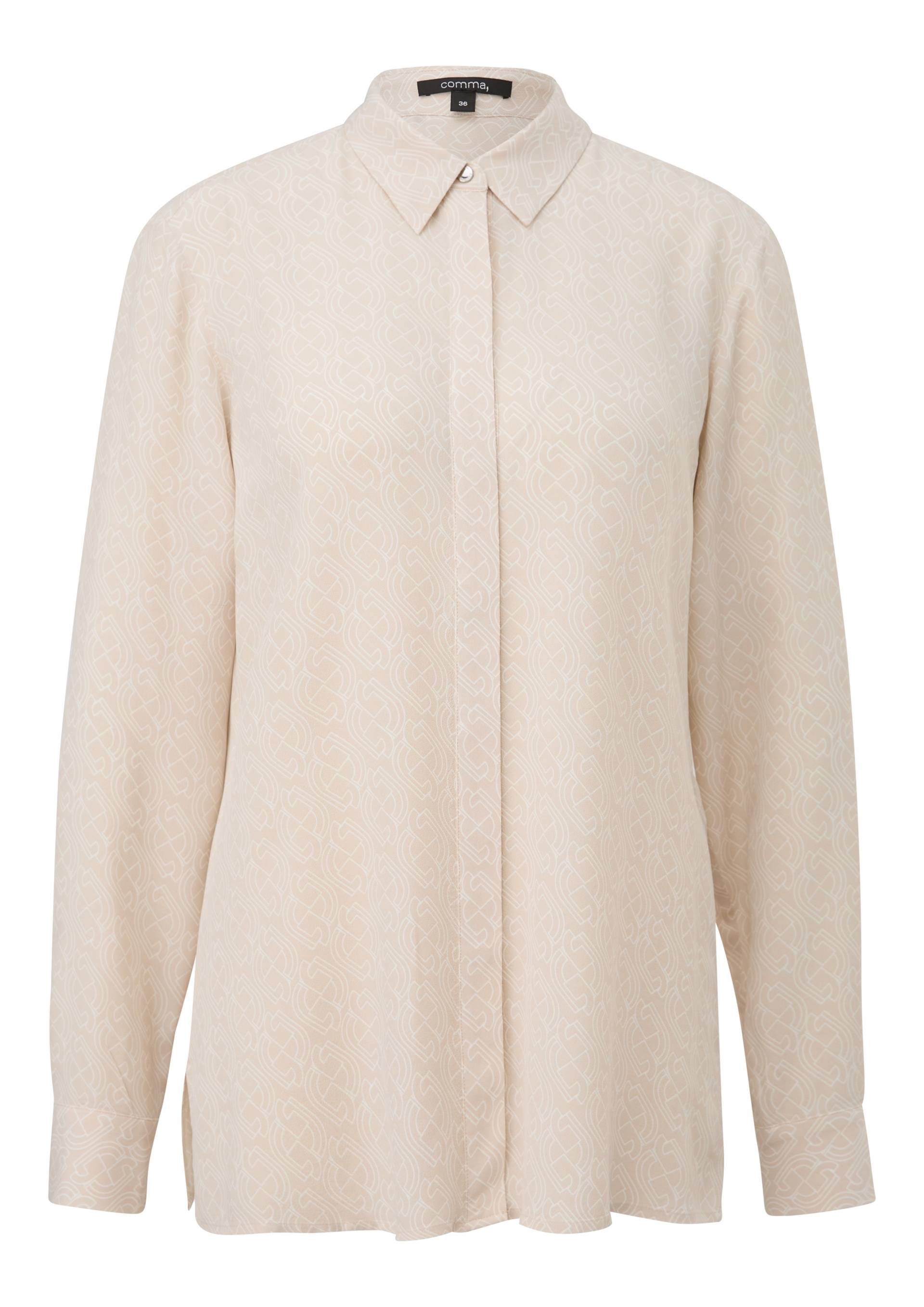 Comma Langarmbluse, aus Viskose, mit Minimal-Muster Comma Langarmbluse, aus Viskose, mit Minimal-Muster von comma