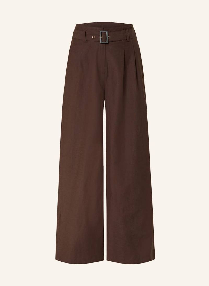 Comma Marlenehose Mit Leinen braun von comma