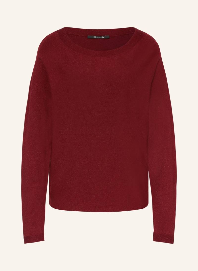 Comma Pullover Mit Glitzergarn rot von comma