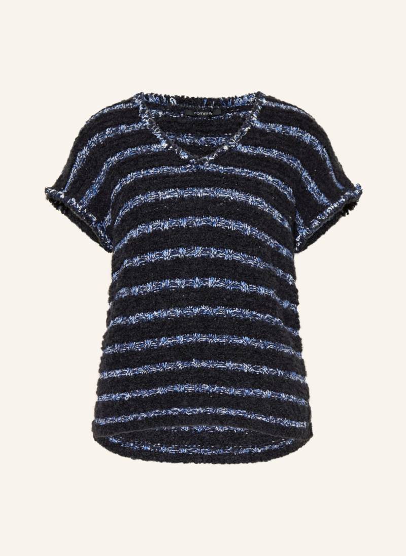 Comma Strickshirt Mit Pailletten blau von comma