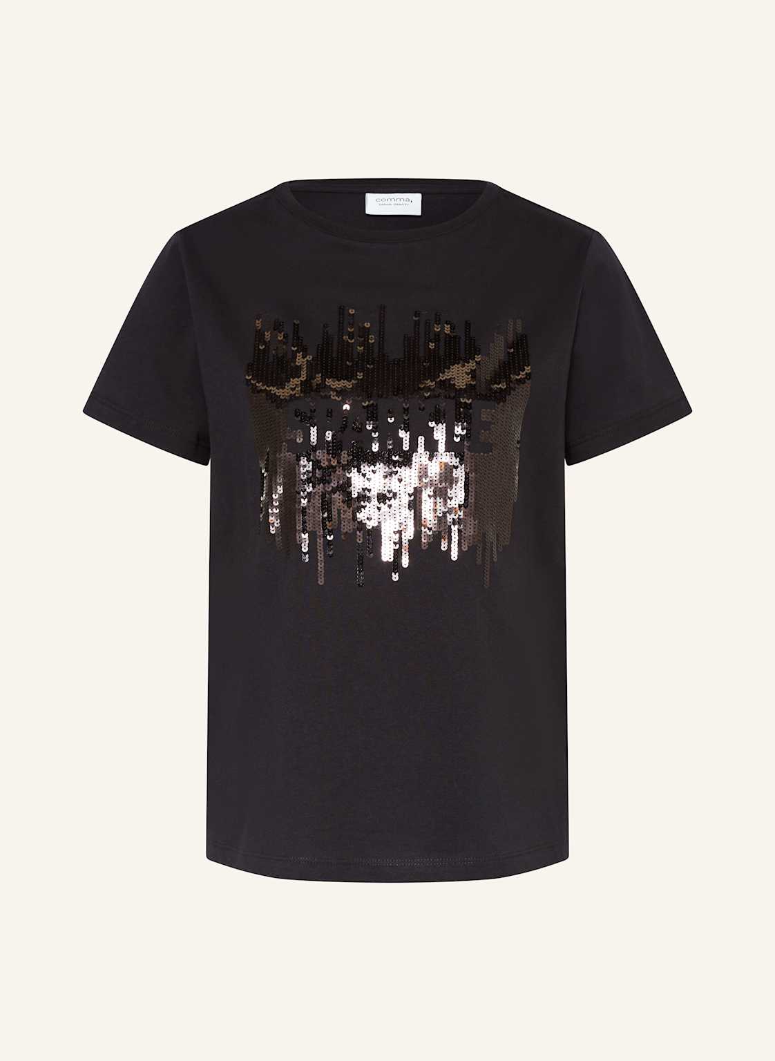 Comma T-Shirt Mit Pailletten schwarz von comma