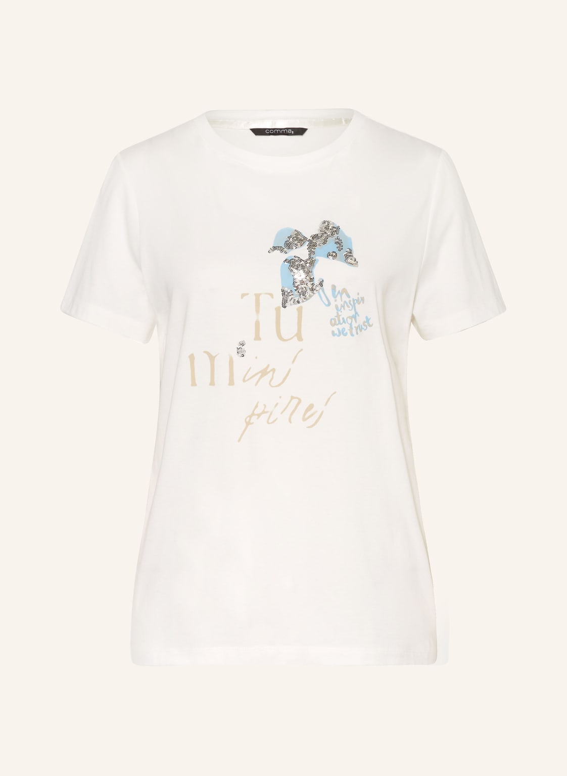 Comma T-Shirt Mit Pailletten weiss von comma