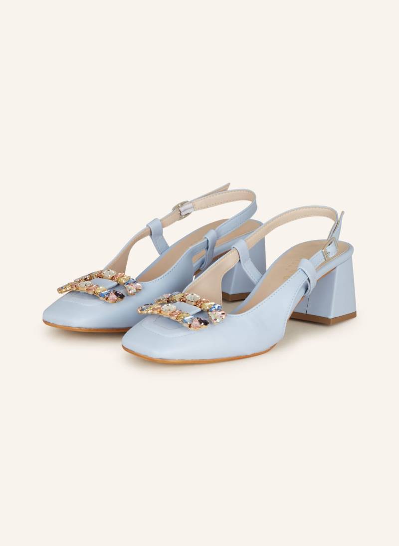 Darling Harbour Slingpumps Mit Schmucksteinen blau von darling harbour