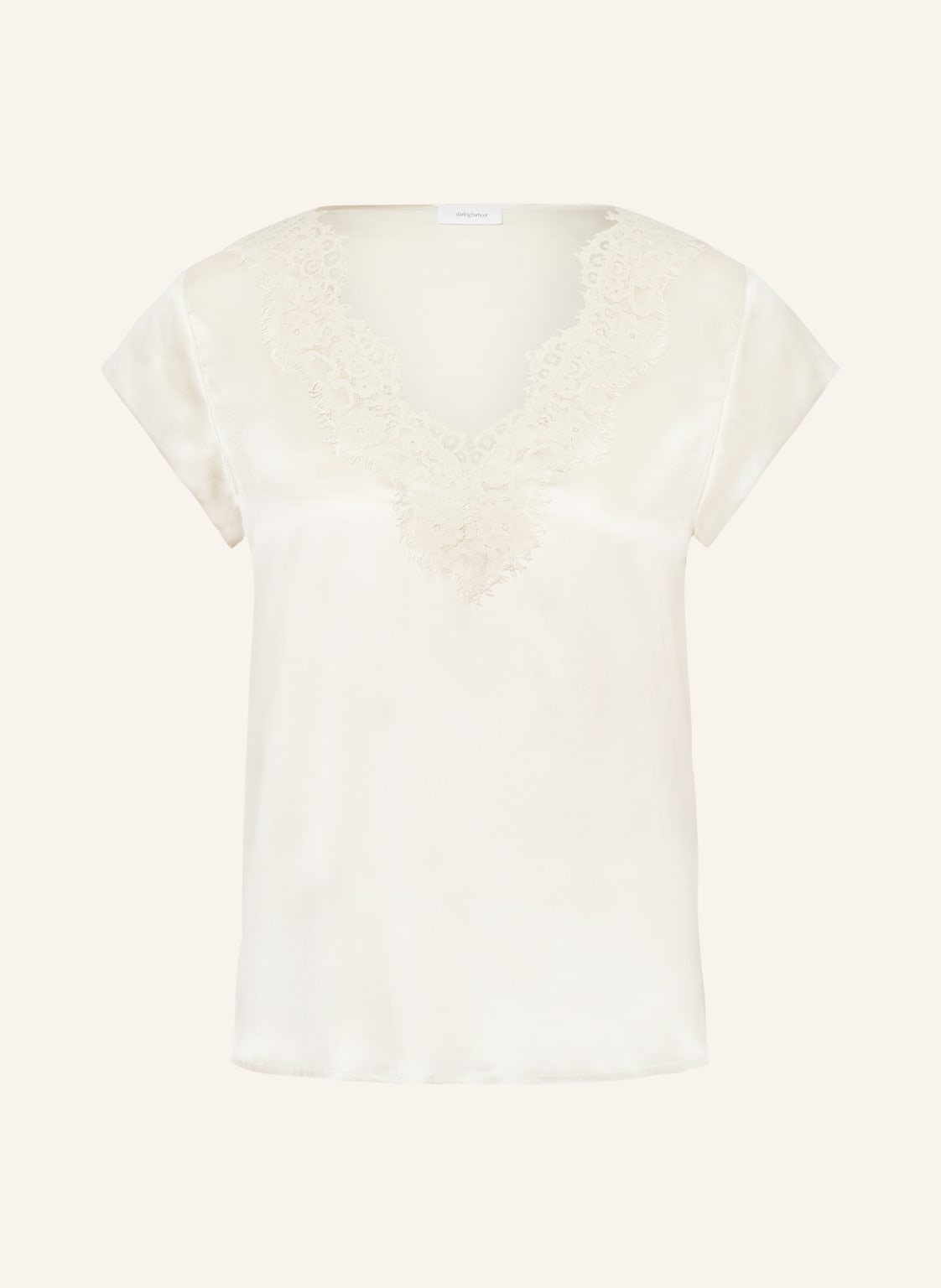 Darling Harbour T-Shirt Aus Seide Mit Spitze beige von darling harbour