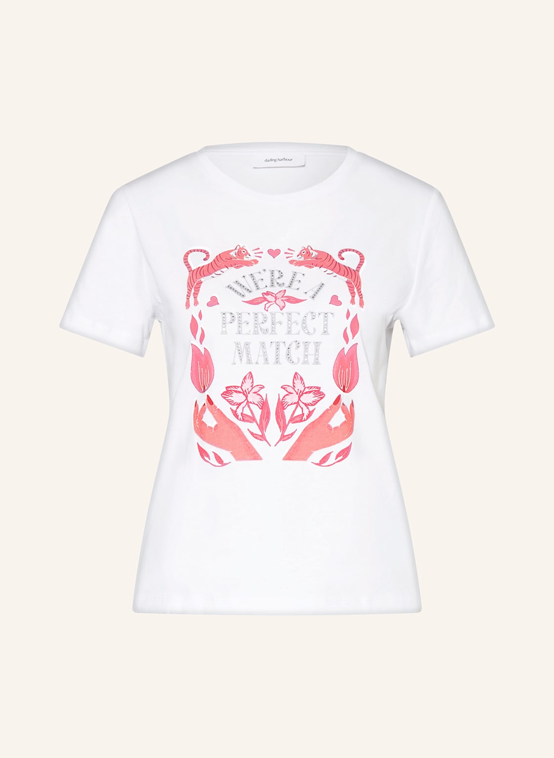 Darling Harbour T-Shirt Mit Schmucksteinen weiss von darling harbour