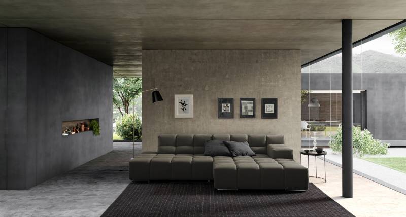 designwerk Ecksofa »Temple, Designsofa trifft hohen Sitzkomfort, L-Form«, Recamiere links oder rechts, mit Sitztiefenverstellung von designwerk