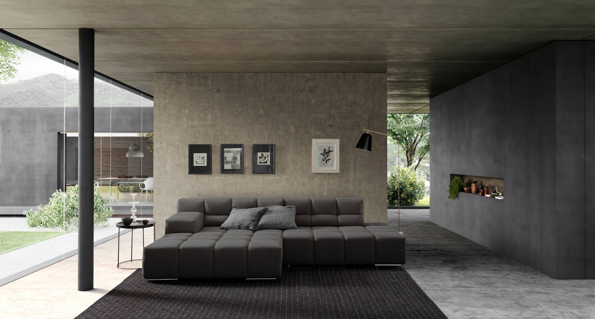 designwerk Ecksofa »Temple, Designsofa trifft hohen Sitzkomfort, L-Form«, Recamiere links oder rechts, mit Sitztiefenverstellung von designwerk