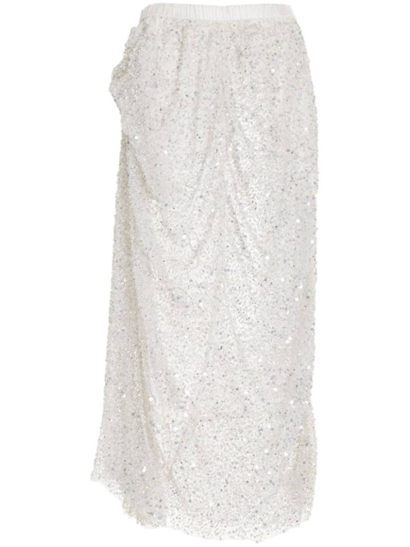 diotima semi-sheer sequinned high-waist skirt - White von diotima