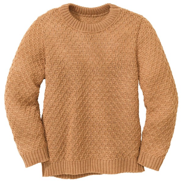 disana - Kid's Aran-Pullover - Wollpullover Gr 110/116 beige/orange von disana