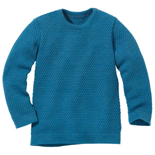 disana - Kid's Wabenstrick-Pullover - Wollpullover Gr 110/116 blau von disana