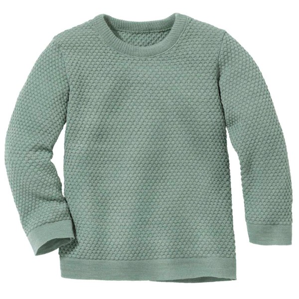 disana - Kid's Wabenstrick-Pullover - Wollpullover Gr 86/92 türkis/grün von disana