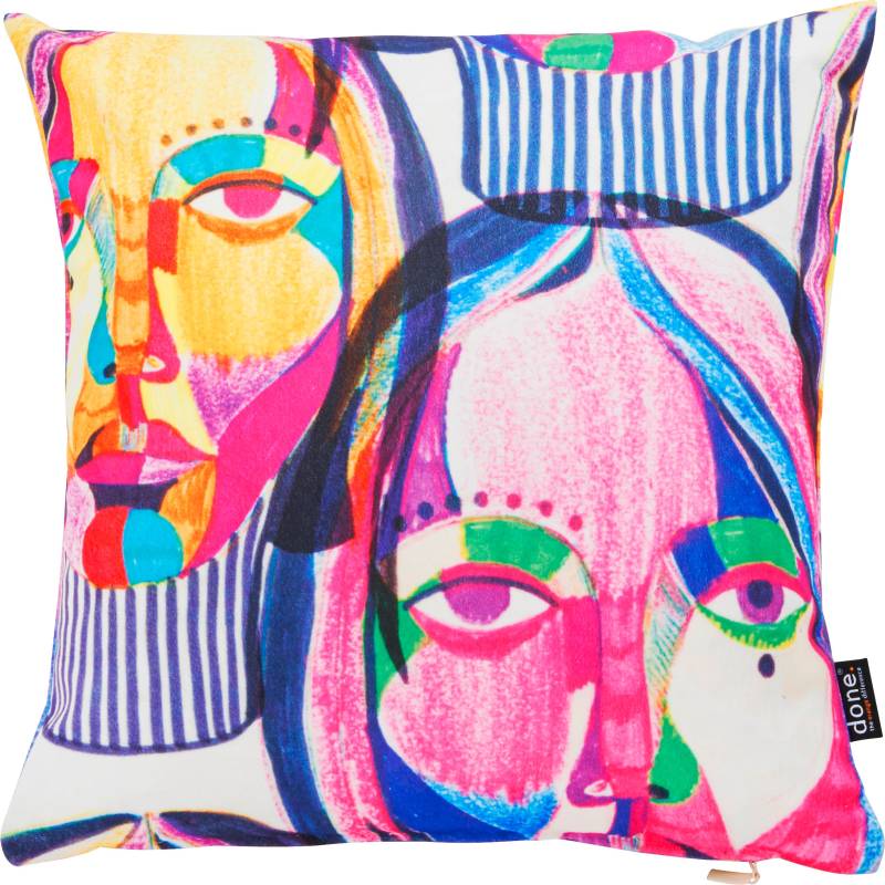 done.® Dekokissen »Velour Print Women Faces«, Beidseitig bedruckte Kissenhüle ohne Füllung, 1 Stück von done.®