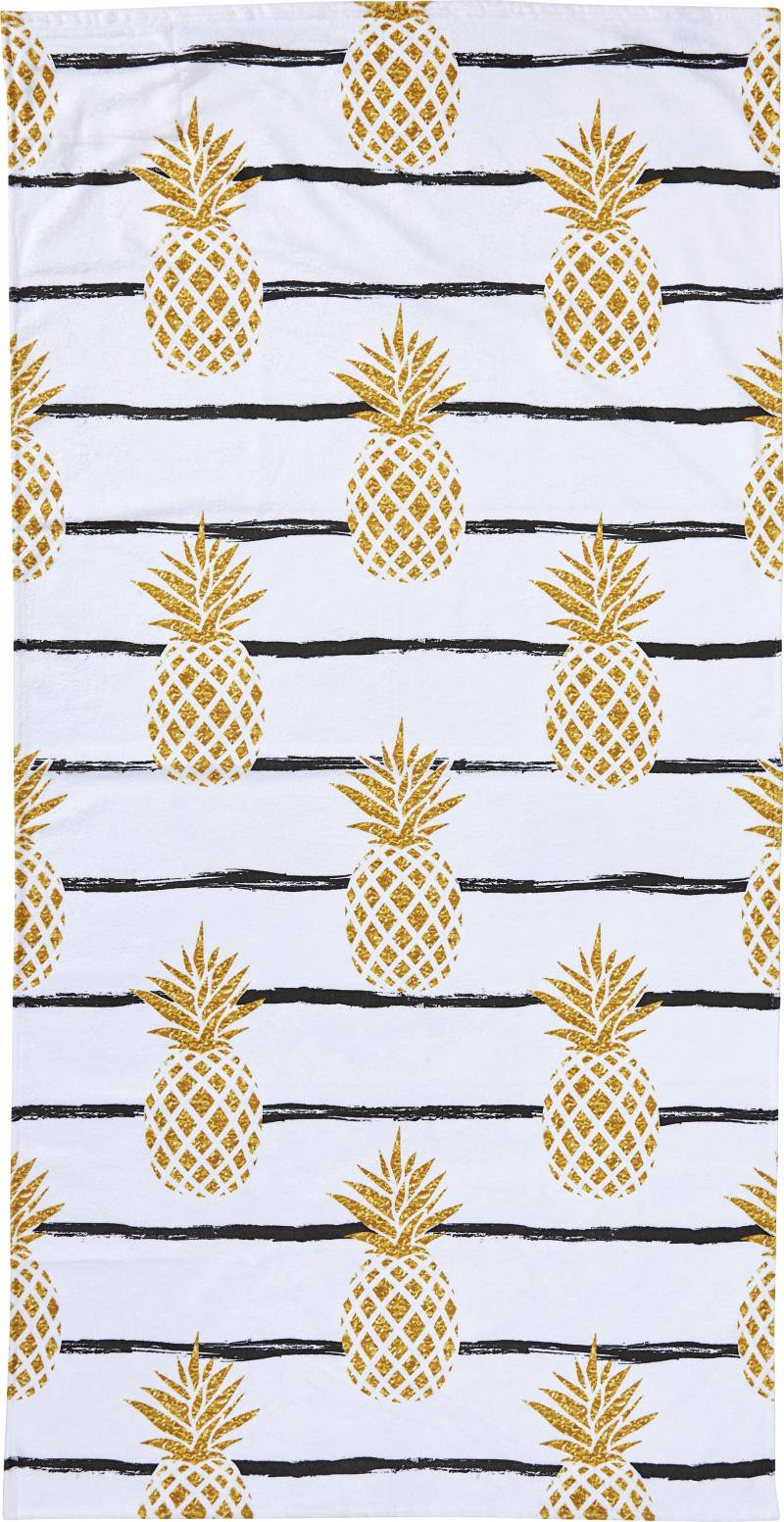 done.® Strandtuch »Pineapple«, (1 St., Strandtuch 90 x 180 cm), mit Ananas Motiv, eingenähte Reisverschluss-Tasche für Wertgegenstände von done.®